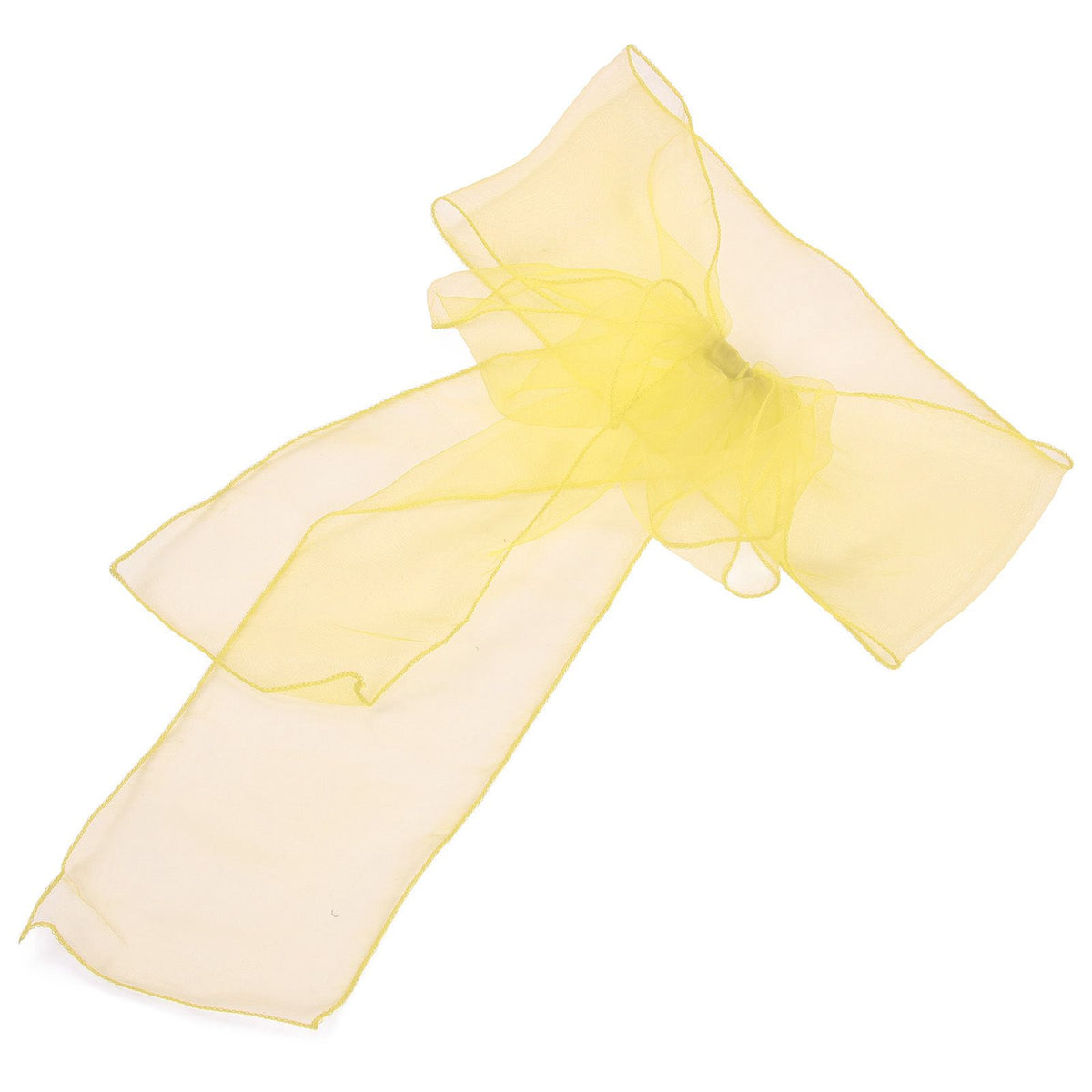 10Pcs Organza Banquet Chair Sash Exquisite Chair Bows Sashes for Wedding Party DecorationBright Yellow