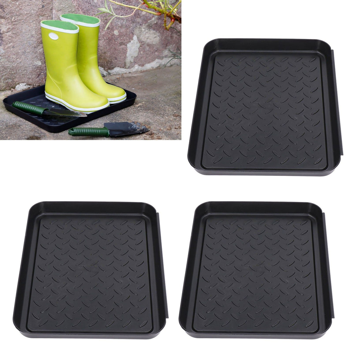 Shoe Tray Durable Plastic Space Saving 3 Interlocking Design
