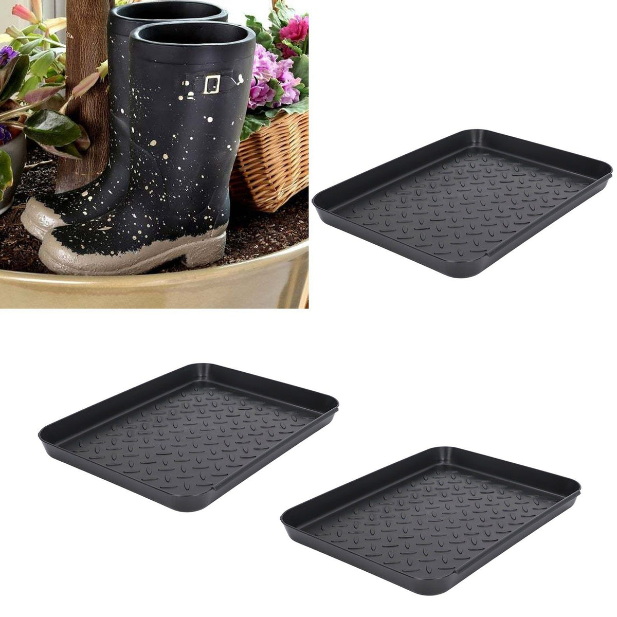 Shoe Tray Durable Plastic Space Saving 3 Interlocking Design