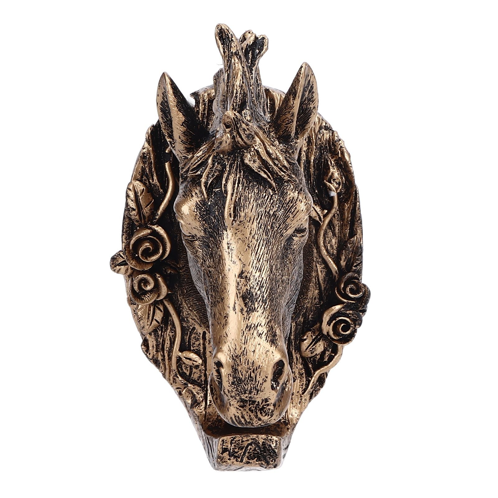 Antique Gold Horse Head Wall Hanger Resin Animal Horse Head Clothes Coat Hook for Living Room Bathroom Kitchen Decoration