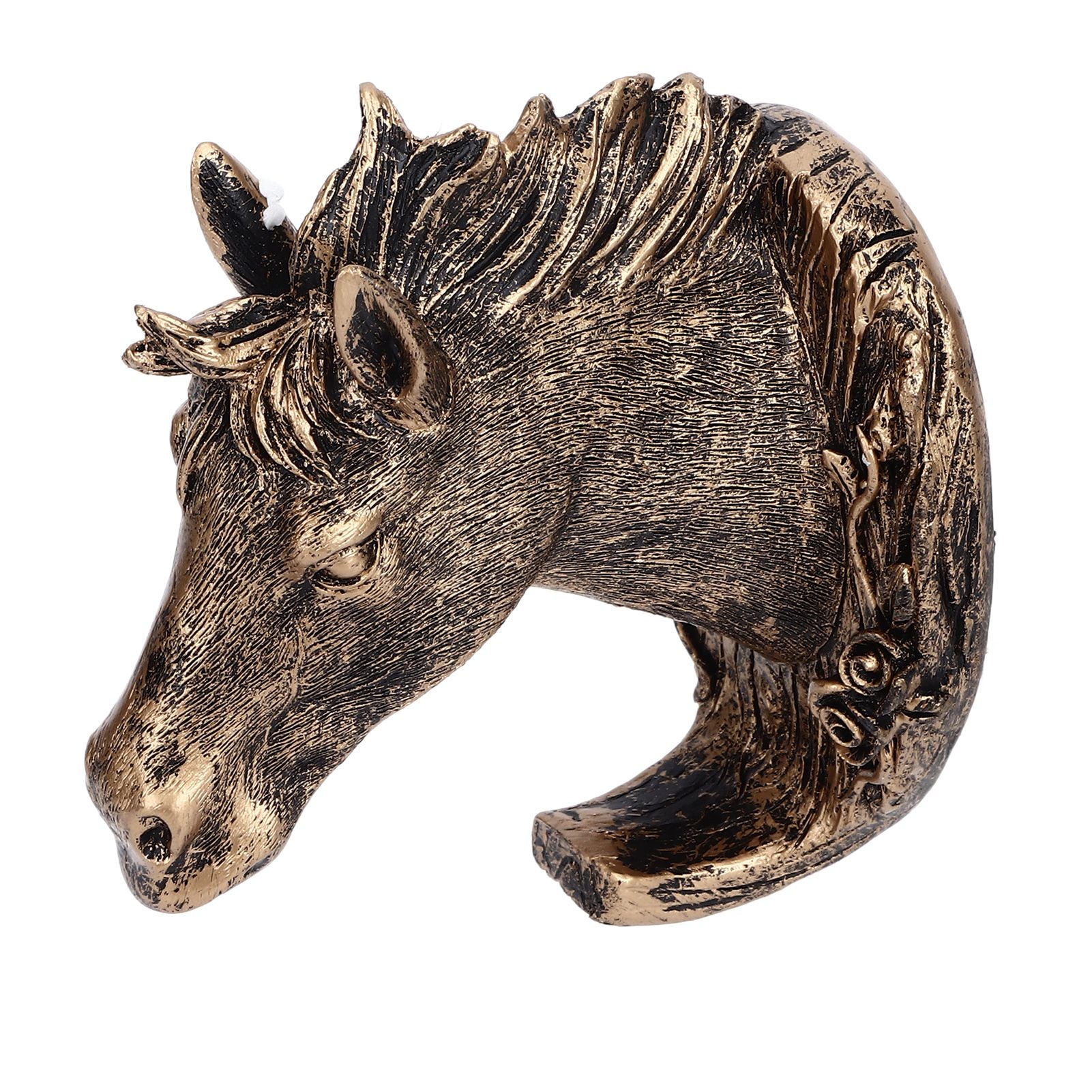 Antique Gold Horse Head Wall Hanger Resin Animal Horse Head Clothes Coat Hook for Living Room Bathroom Kitchen Decoration