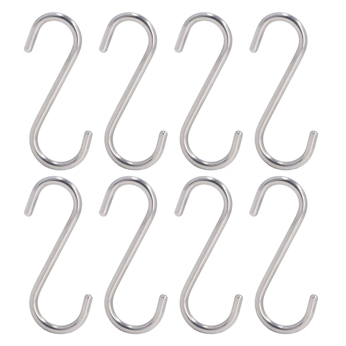 8PCS S Hook Rustproof Stainless Steel S Hooks Heavy Duty Simple Style Overstriking Portable S Kitchen Hook for Bathroom 8 Pack S Hook