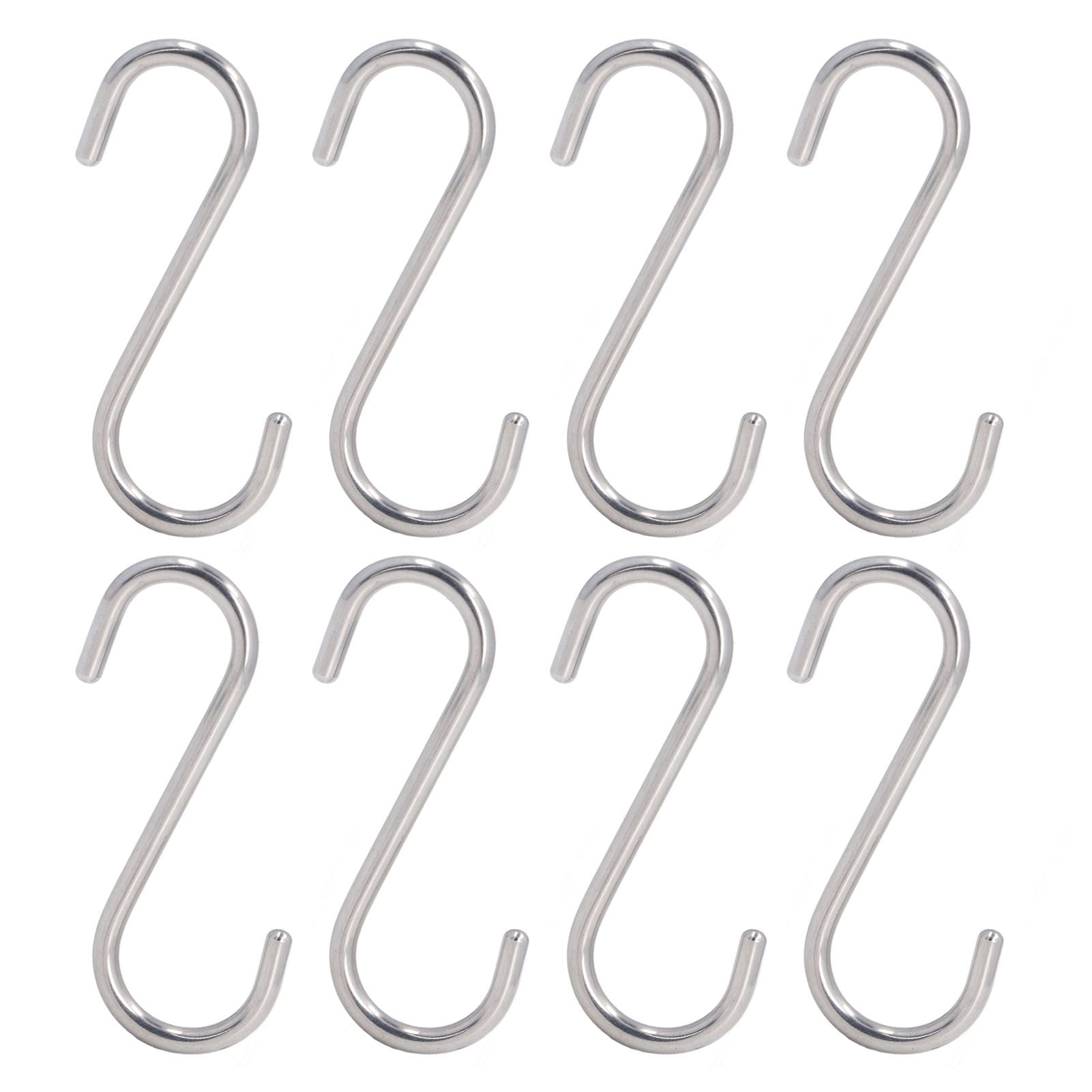 8PCS S Hook Rustproof Stainless Steel S Hooks Heavy Duty Simple Style Overstriking Portable S Kitchen Hook for Bathroom 8 Pack S Hook