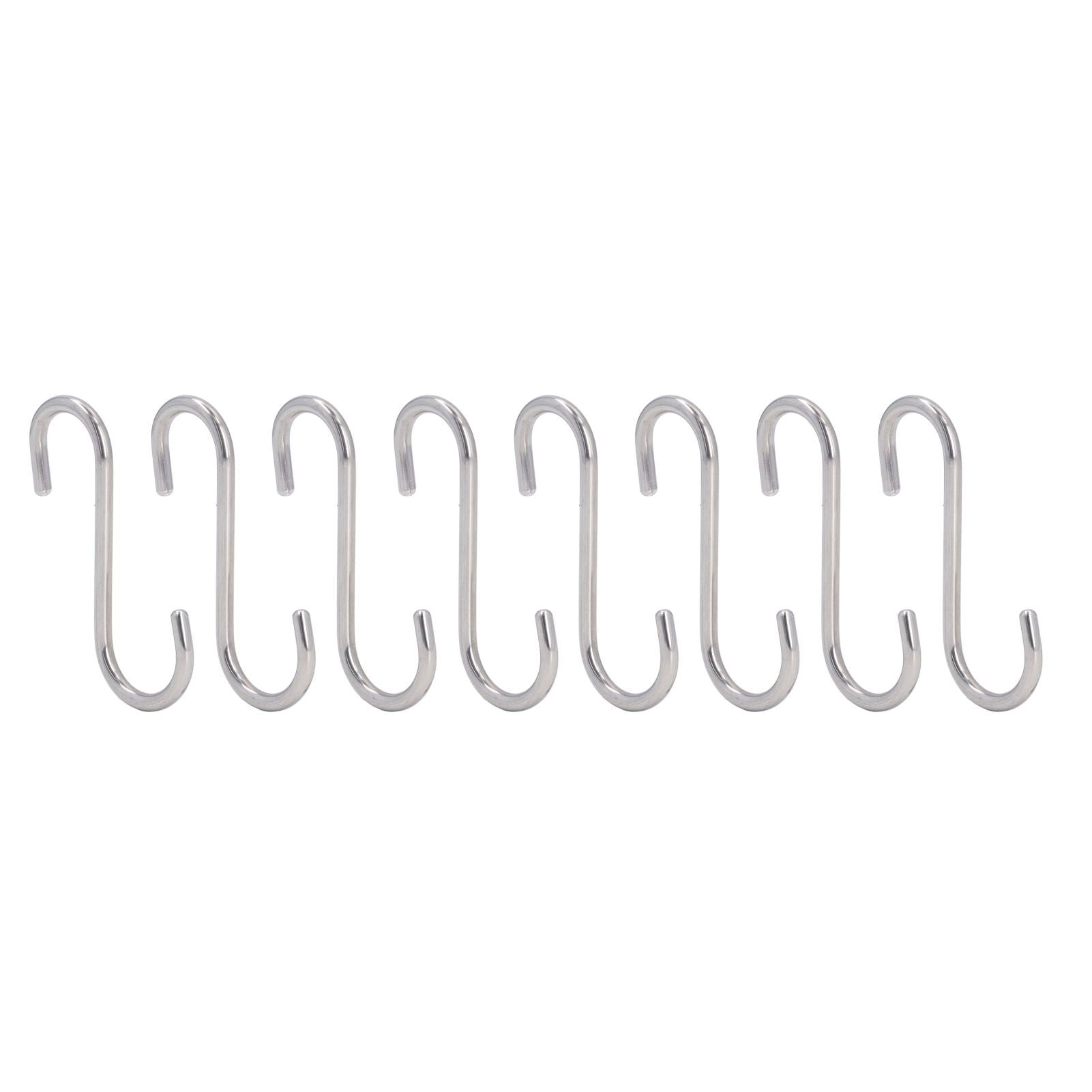 8PCS S Hook Rustproof Stainless Steel S Hooks Heavy Duty Simple Style Overstriking Portable S Kitchen Hook for Bathroom 8 Pack S Hook