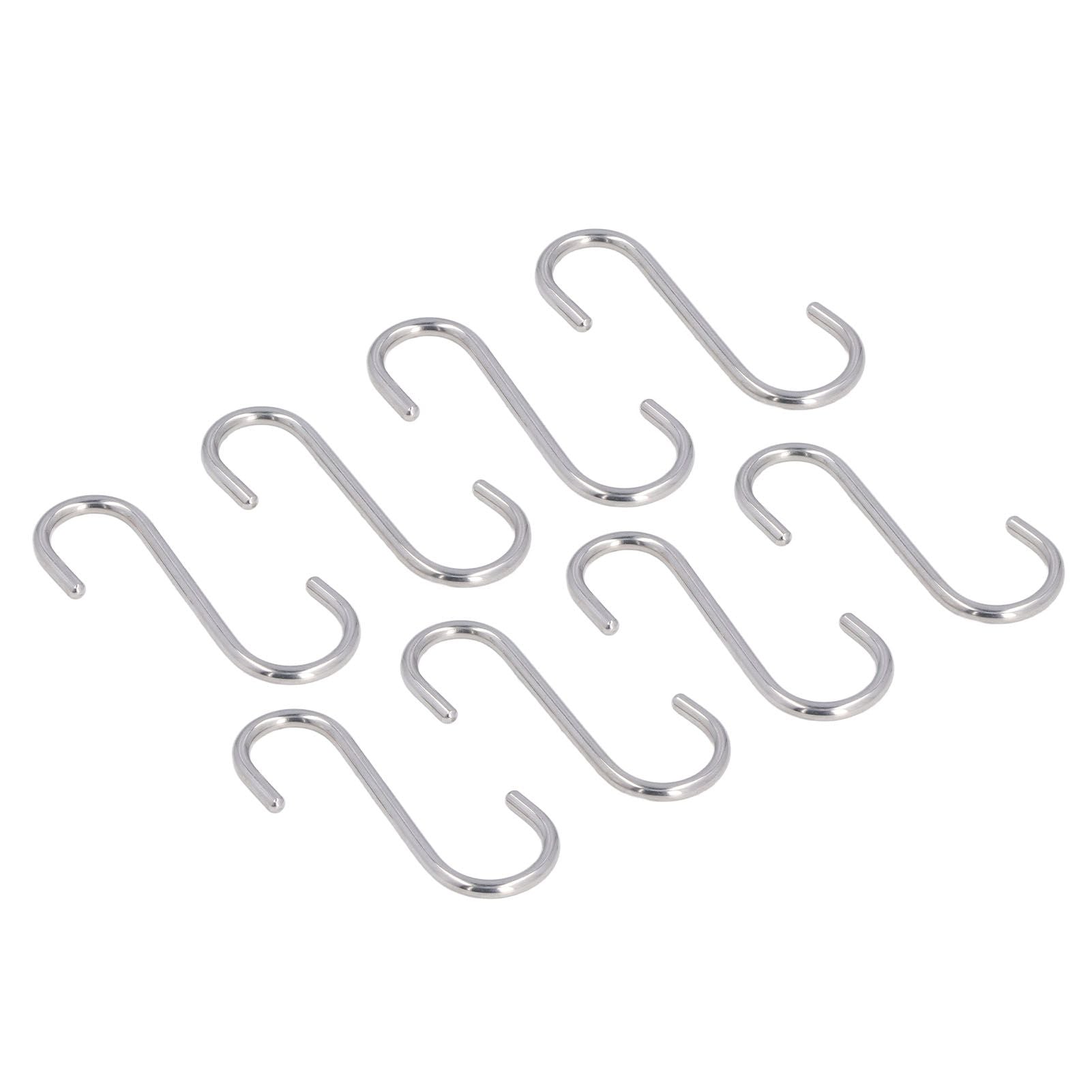 8PCS S Hook Rustproof Stainless Steel S Hooks Heavy Duty Simple Style Overstriking Portable S Kitchen Hook for Bathroom 8 Pack S Hook