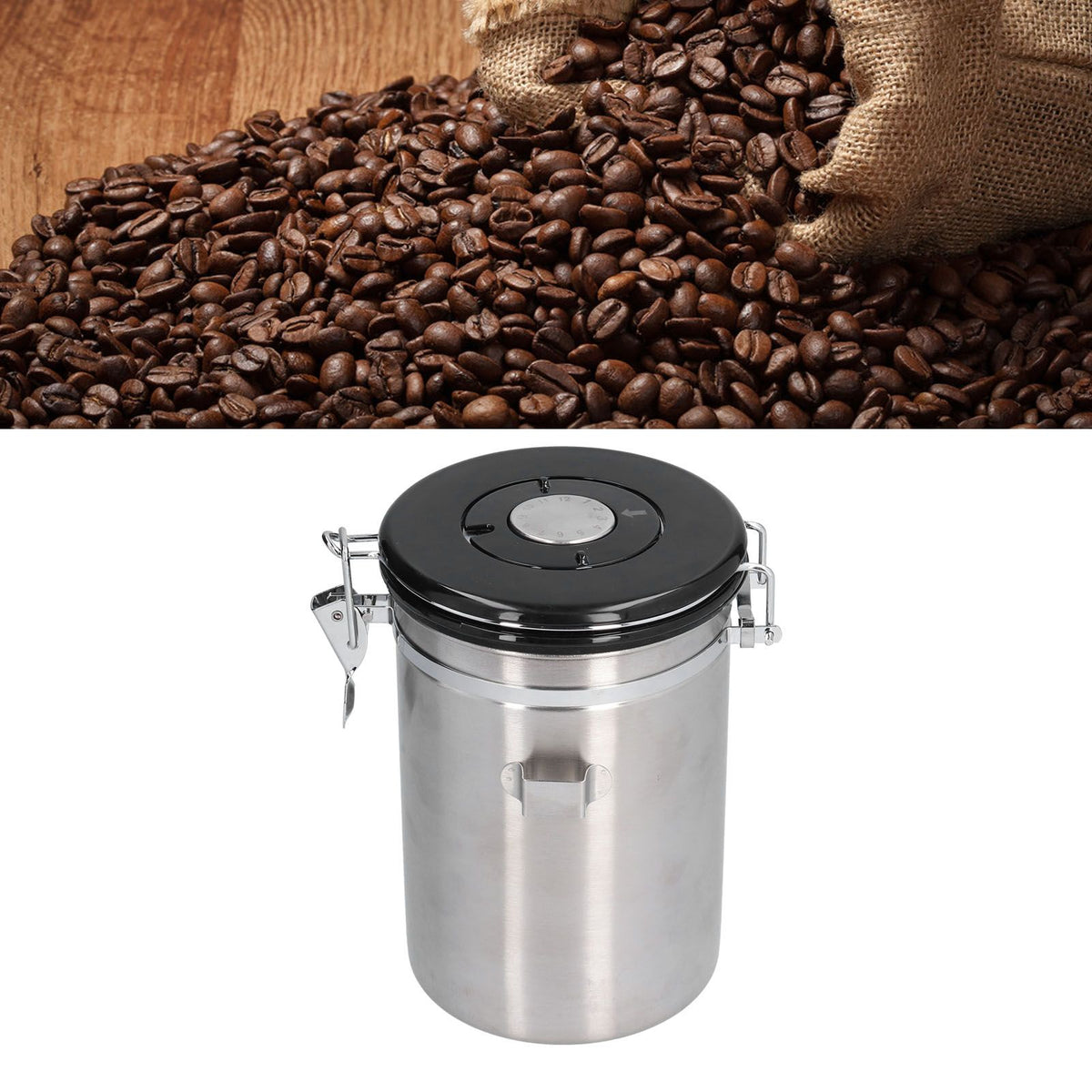 Stainless Steel Coffee Canisters with Calendar Wheel Exhaustable
