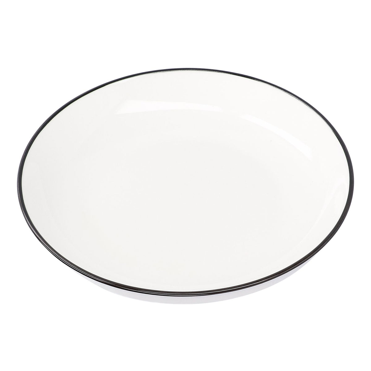 4Pcs Ceramic Dinner Plates Set Black Line Tableware 8 Inch Round Plate for Salads Steak Plate