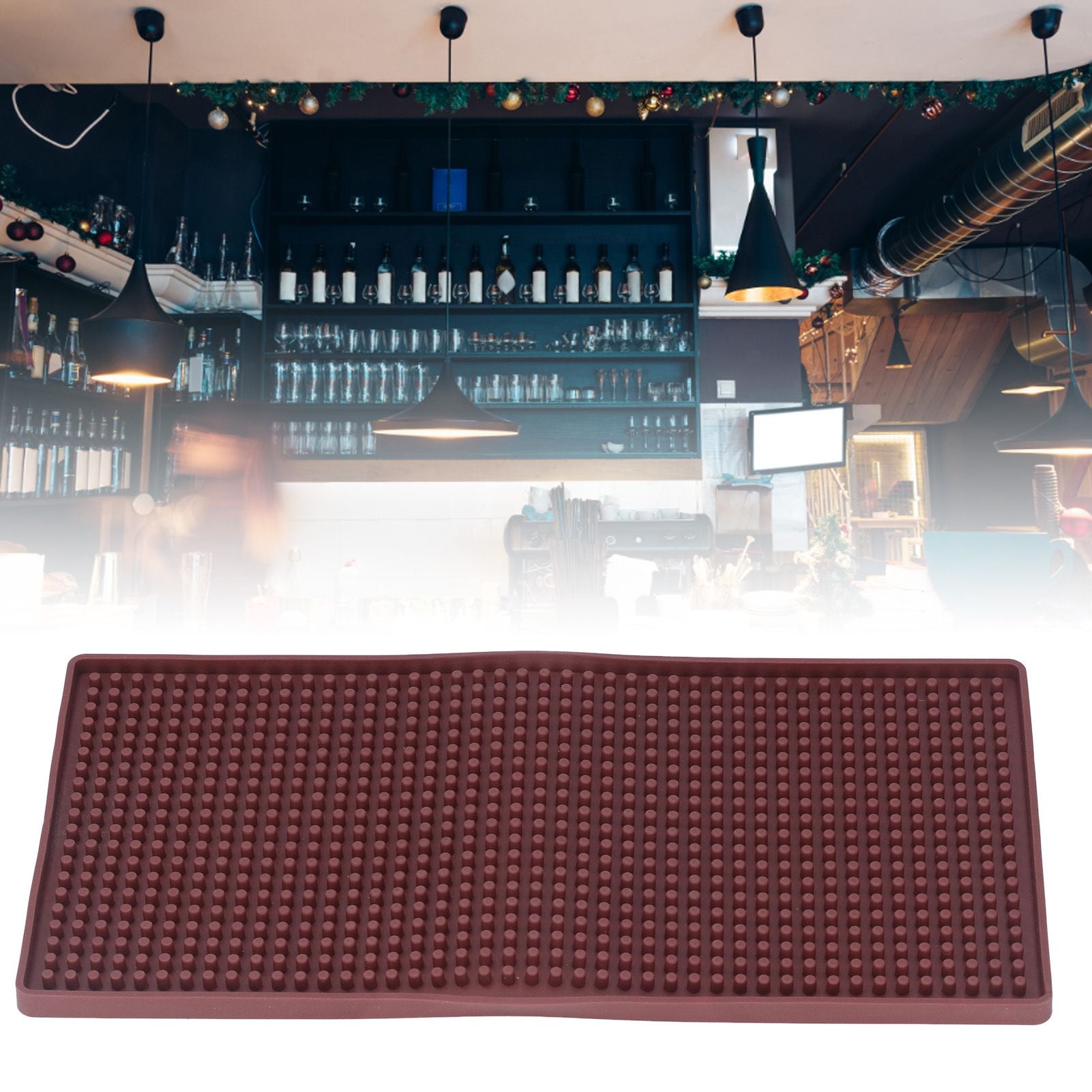 Bar Mat Premium Food Grade Silicone Heat Resistant Durable Odorless Nonslip Soft Flexible Coffee Bar MatBrown