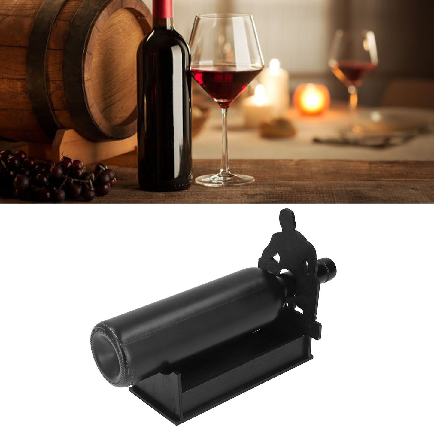 Red Wine Decorative Display Rack Easy to Assemble Light Red Wine Decorative Wooden Rack for Home Bar RestaurantBlack
