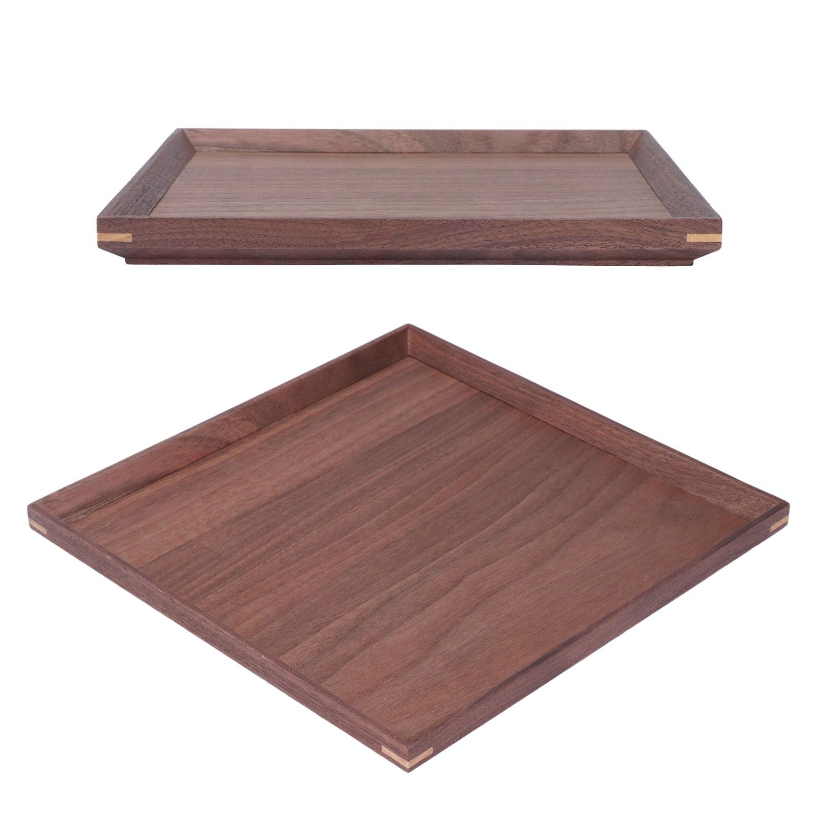 Wooden Tray Quadrate Shape Black Walnut Retro Classic Chinese Style Decorative Serving Tray for Tableware M