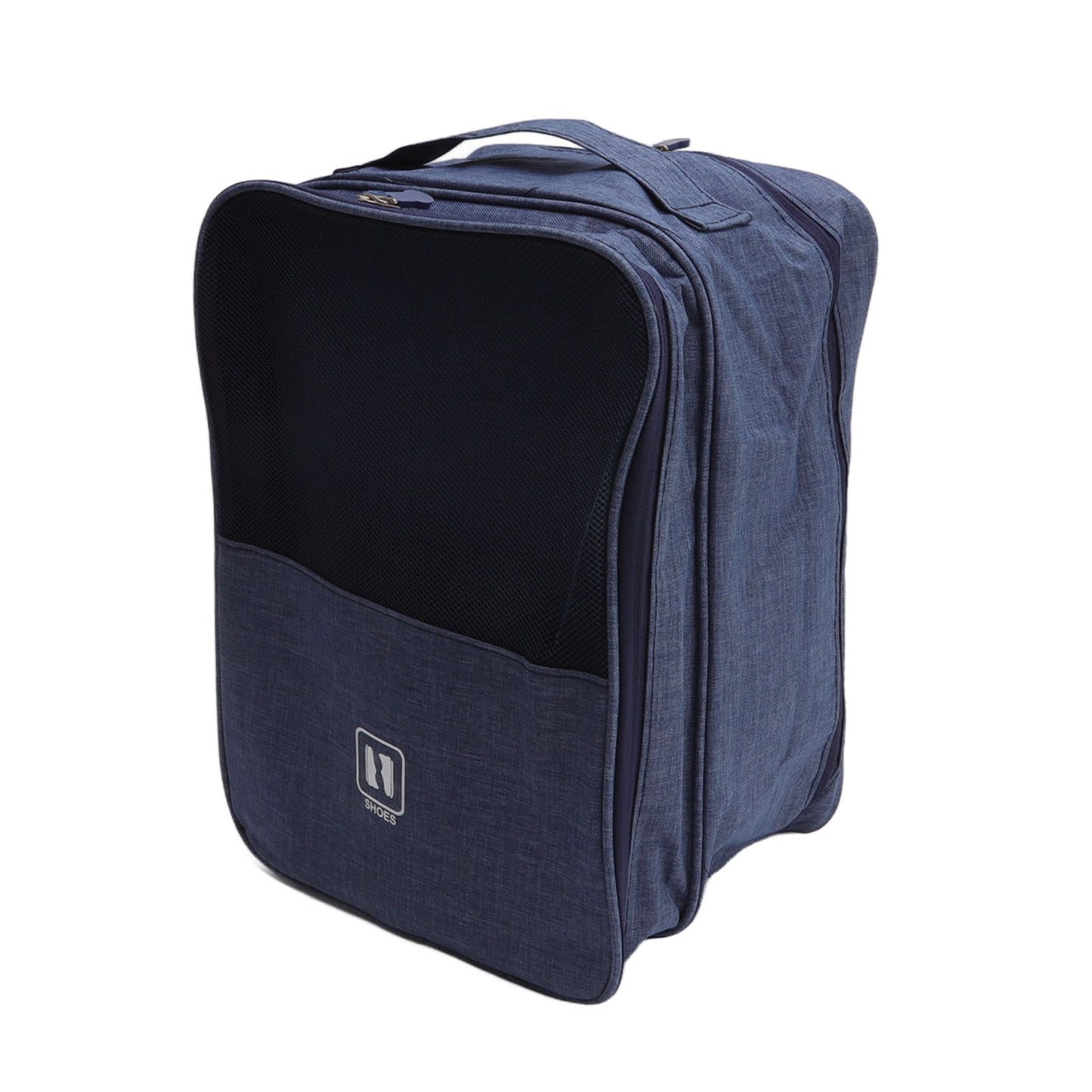 3 Layers Travel Shoe Bag Holds 3 Pair of Shoes Waterproof Portable Shoe Storage Bag for Travel Camping Daily Use Navy Blue