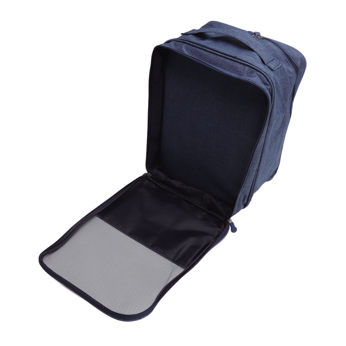 3 Layers Travel Shoe Bag Holds 3 Pair of Shoes Waterproof, Navy