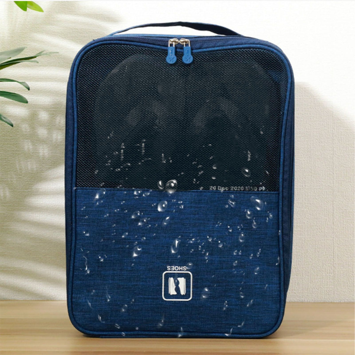 3 Layers Travel Shoe Bag Holds 3 Pair of Shoes Waterproof, Navy