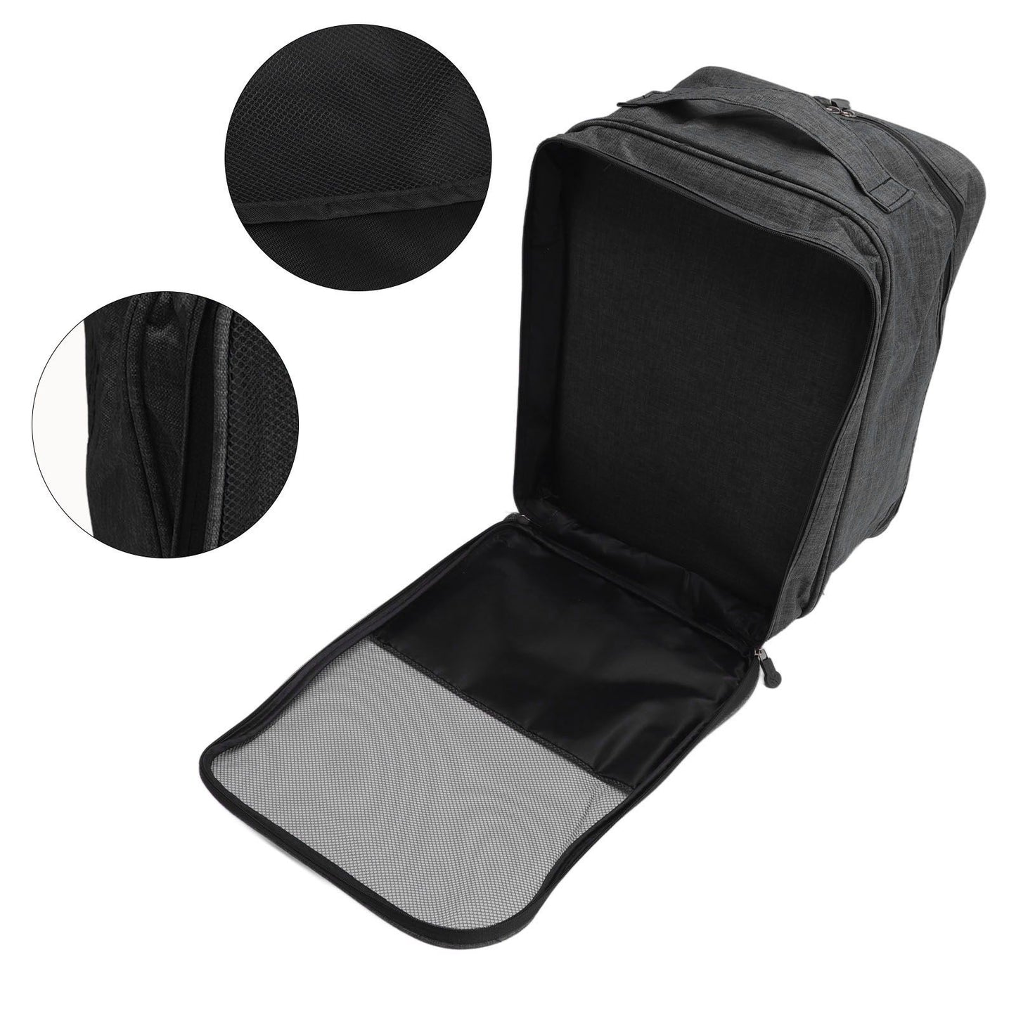 3 Layers Travel Shoe Bag Holds 3 Pair of Shoes Waterproof Portable Shoe Storage Bag for Travel Camping Daily Use Black