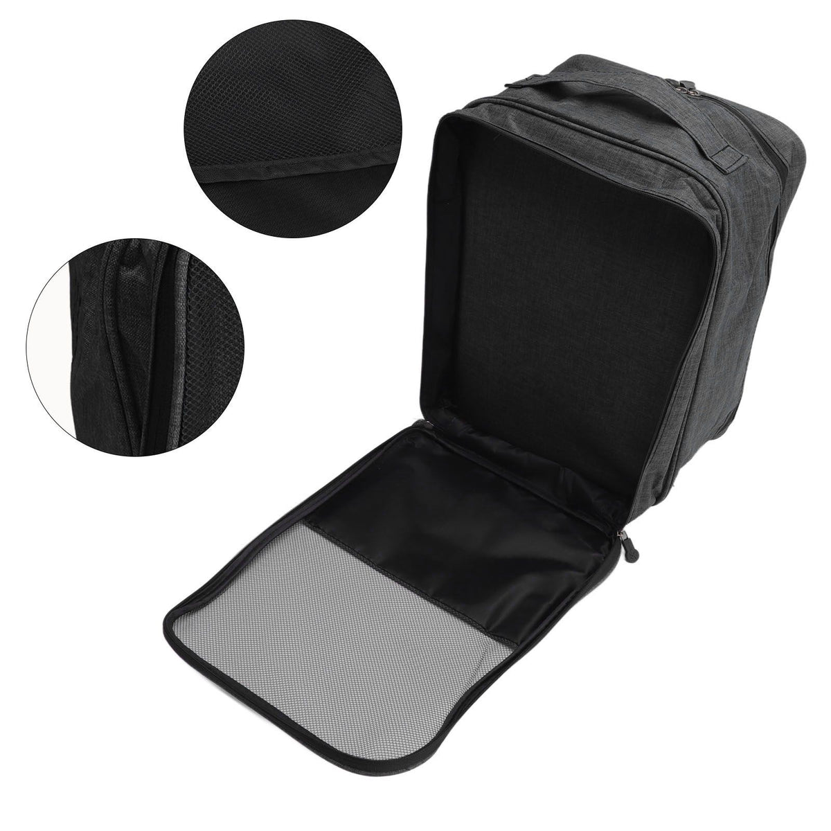3 Layers Travel Shoe Bag Holds 3 Pair of Shoes Waterproof, Black
