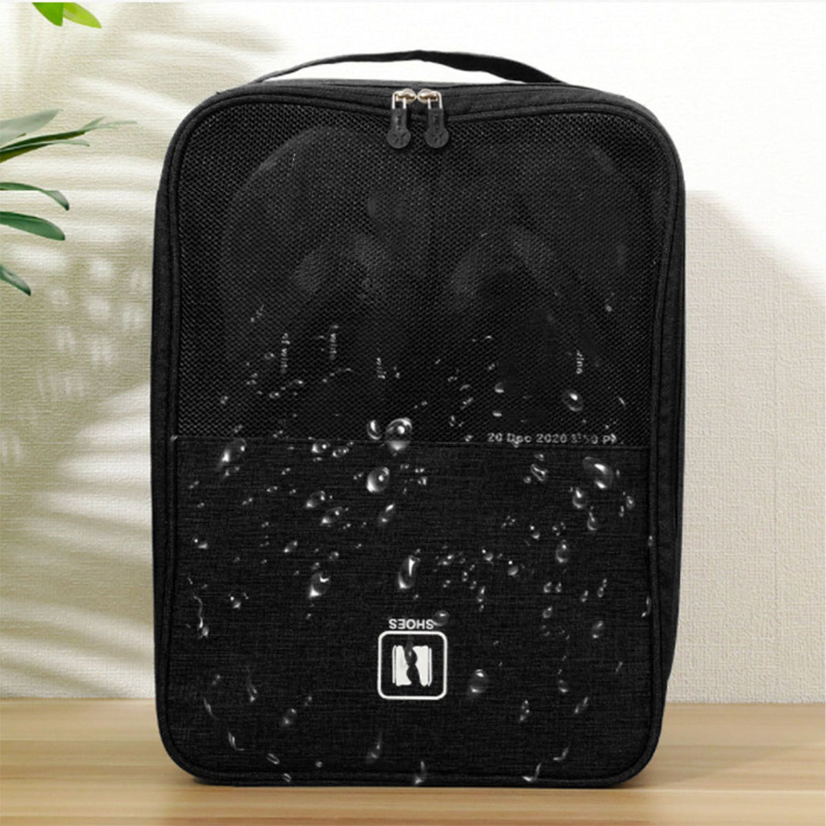 3 Layers Travel Shoe Bag Holds 3 Pair of Shoes Waterproof, Black