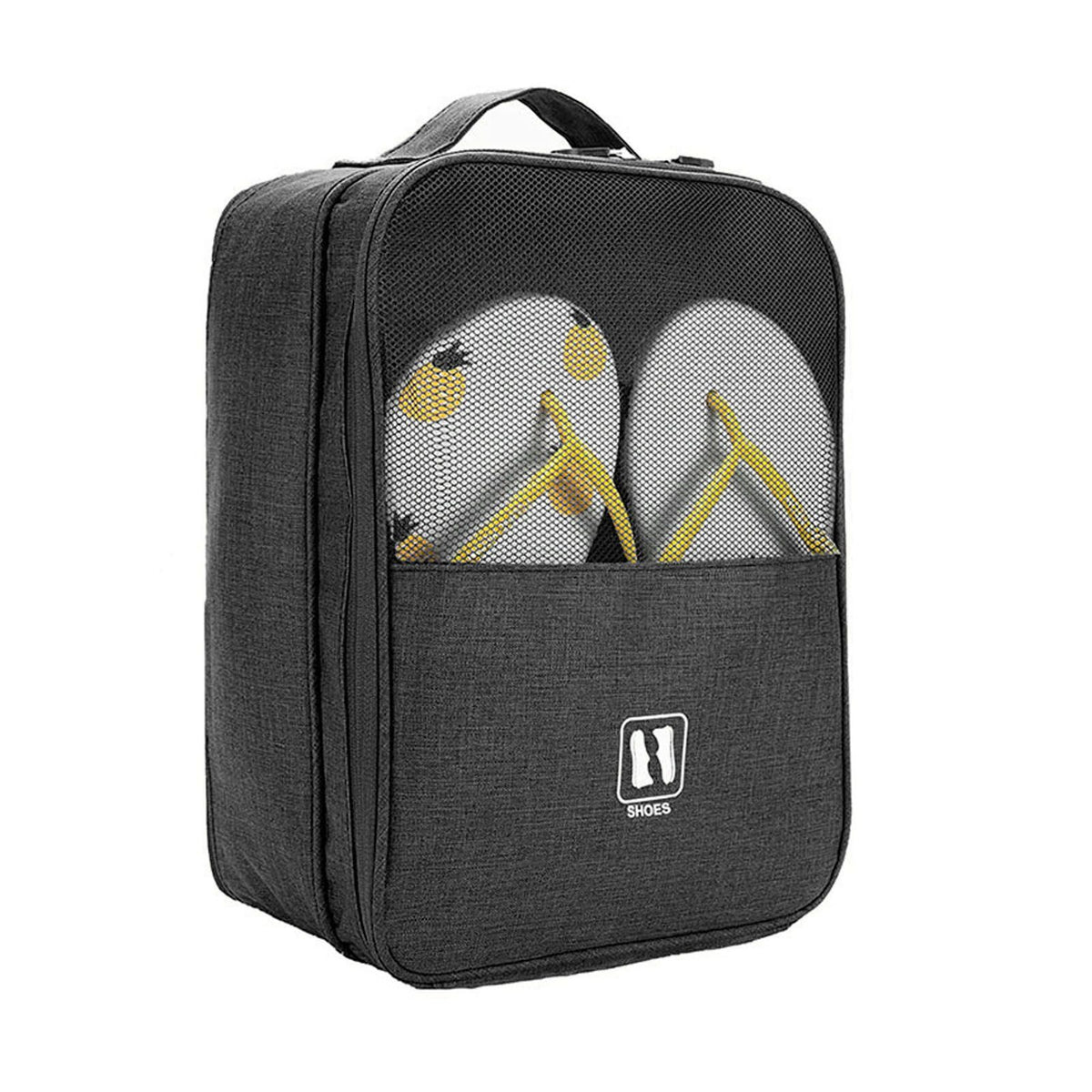 3 Layers Travel Shoe Bag Holds 3 Pair of Shoes Waterproof, Black