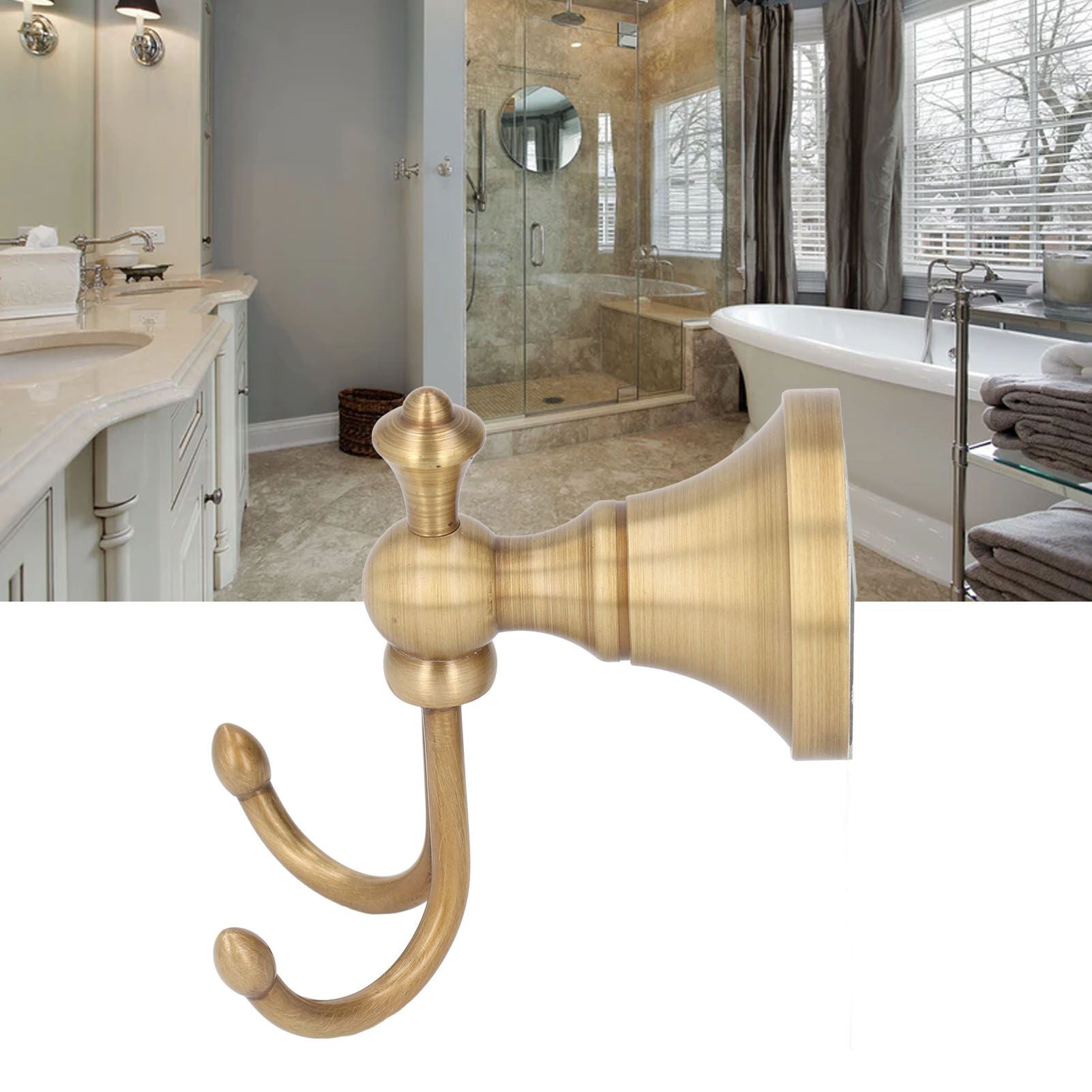 Vintage Towel Hooks Hangers Bathroom Coat Hook Robe Hook Heavy Duty Wall Mounted Copper and Stainless Steel for Indoor