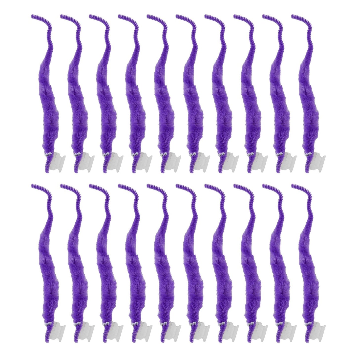 20 Pcs Furry Worm Soft Touch Plush Material Cute Style DIY Compact Portable Fuzzy Worms for Party Purple