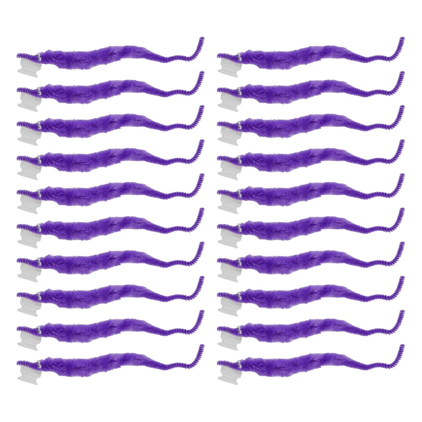 20 Pcs Furry Worm Soft Touch Plush Material Cute Style DIY Compact Portable Fuzzy Worms for Party Purple