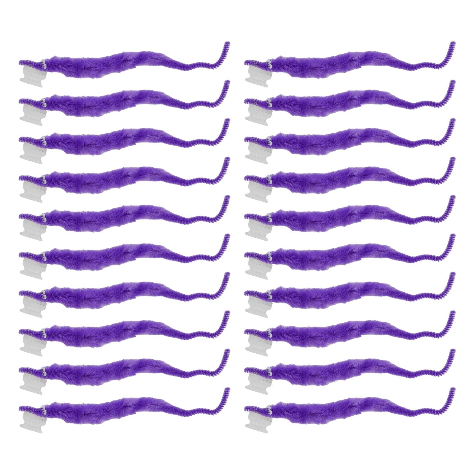 20 Pcs Furry Worm Soft Touch Plush Material Cute Style DIY Compact Portable Fuzzy Worms for Party Purple