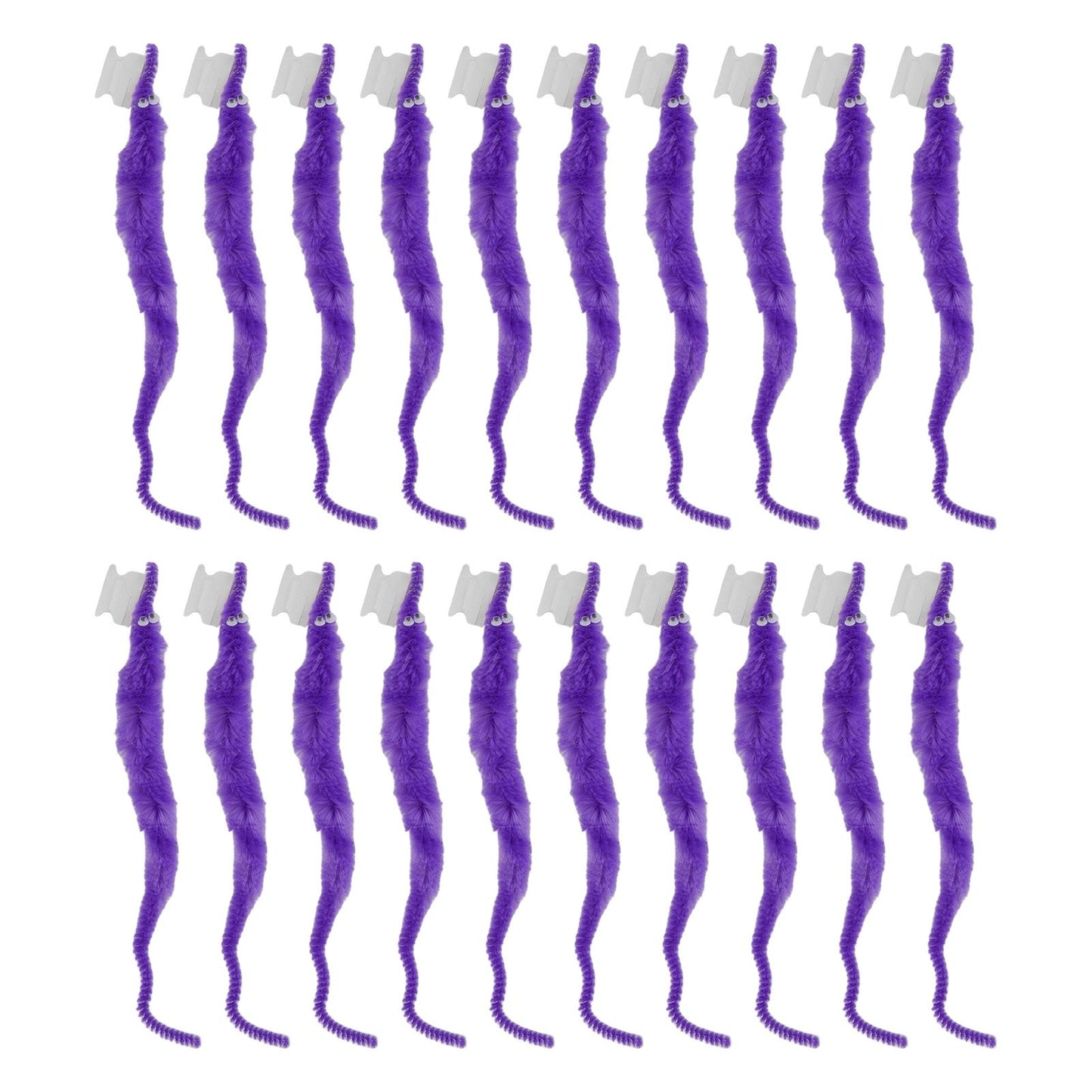 20 Pcs Furry Worm Soft Touch Plush Material Cute Style DIY Compact Portable Fuzzy Worms for Party Purple