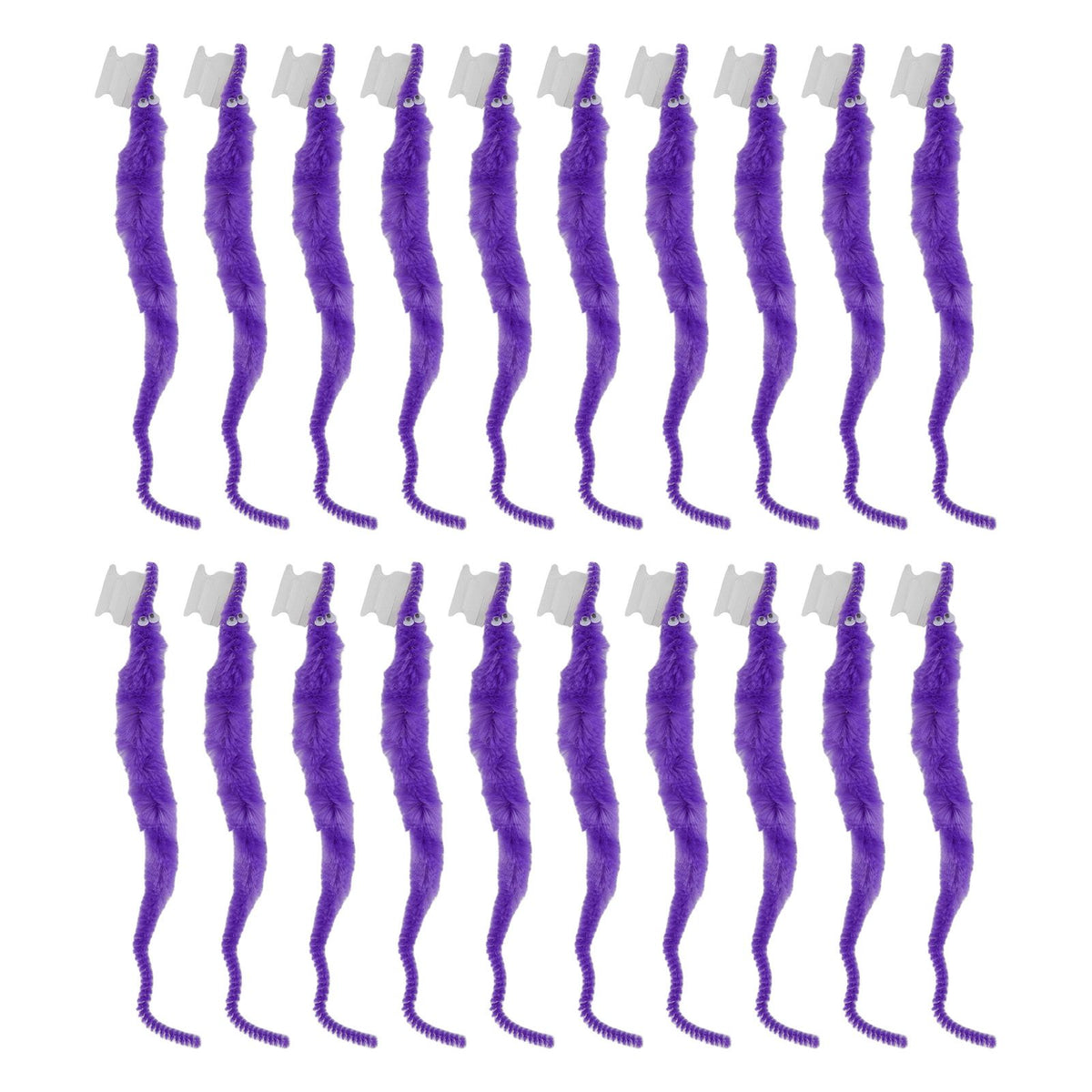 20 Pcs Furry Worm Soft Touch Plush Material Cute Style DIY Compact Portable Fuzzy Worms for Party Purple