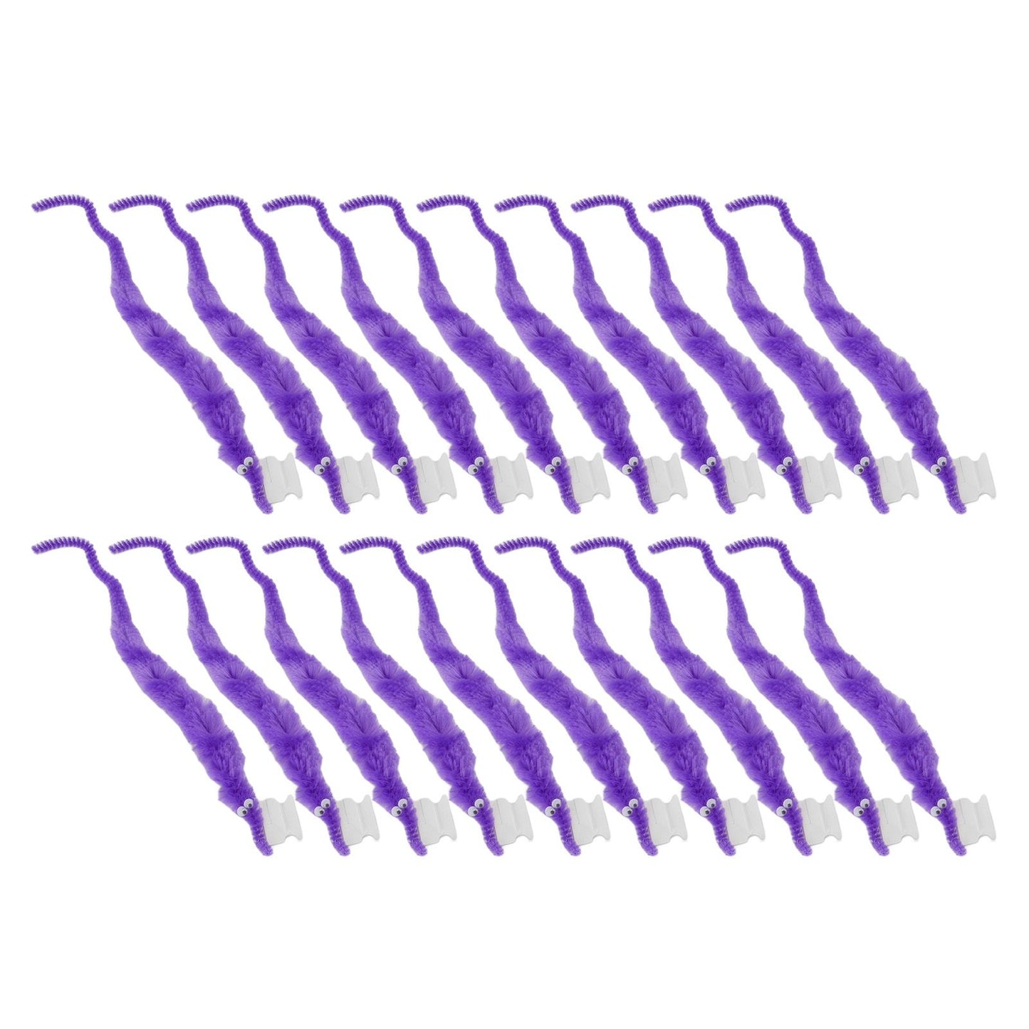 20 Pcs Furry Worm Soft Touch Plush Material Cute Style DIY Compact Portable Fuzzy Worms for Party Purple