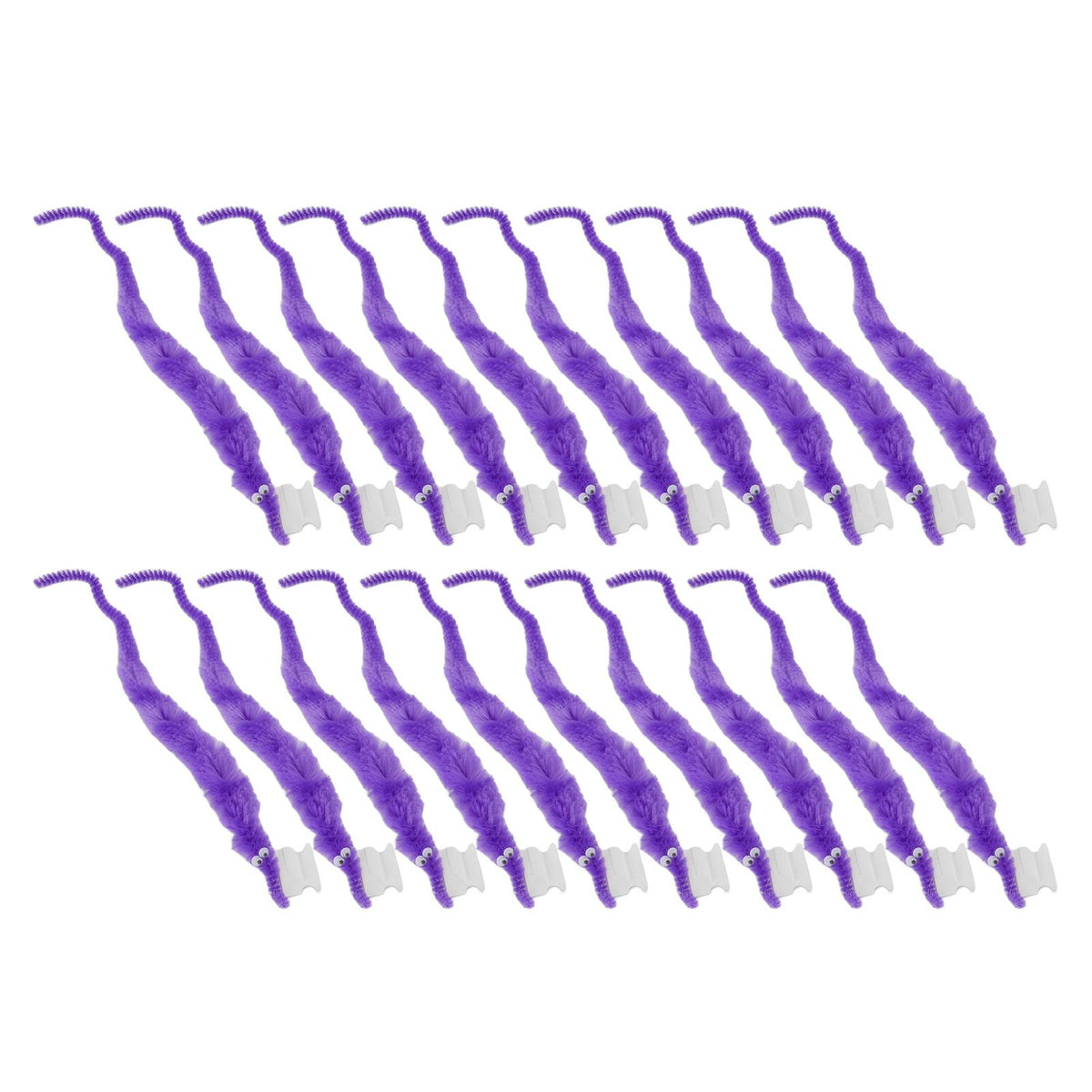20 Pcs Furry Worm Soft Touch Plush Material Cute Style DIY Compact Portable Fuzzy Worms for Party Purple