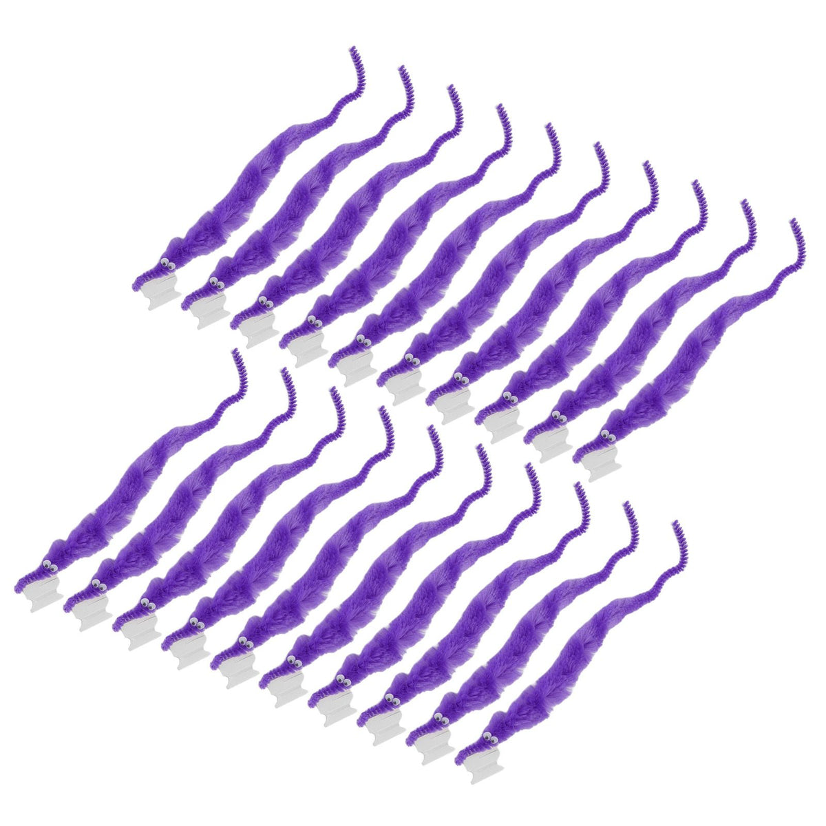 20 Pcs Furry Worm Soft Touch Plush Material Cute Style DIY Compact Portable Fuzzy Worms for Party Purple