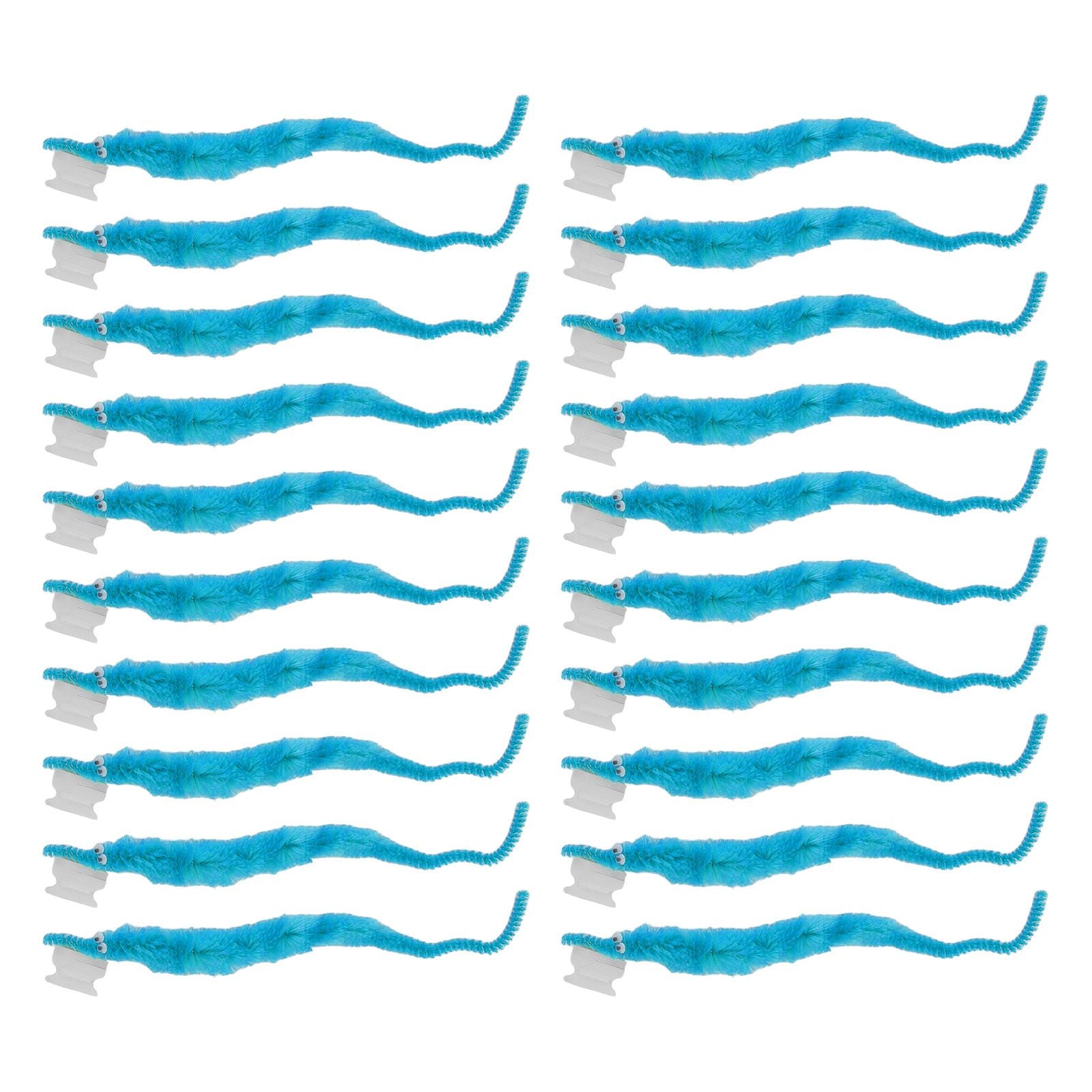 20 Pcs Furry Worm Soft Touch Plush Material Cute Style DIY Compact Portable Fuzzy Worms for Party Light Blue