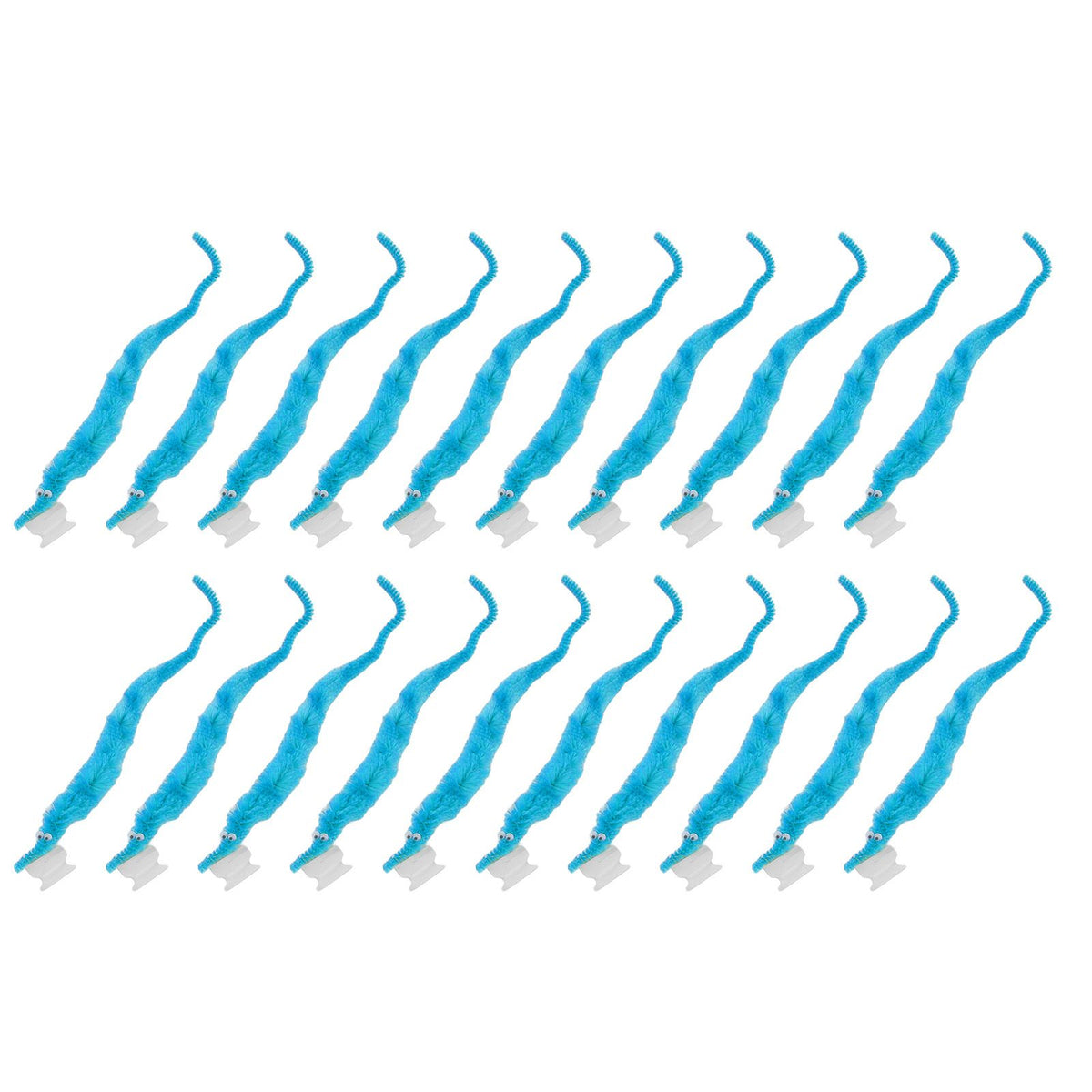 20 Pcs Furry Worm Soft Touch Plush Material Cute Style DIY Compact Portable Fuzzy Worms for Party Light Blue