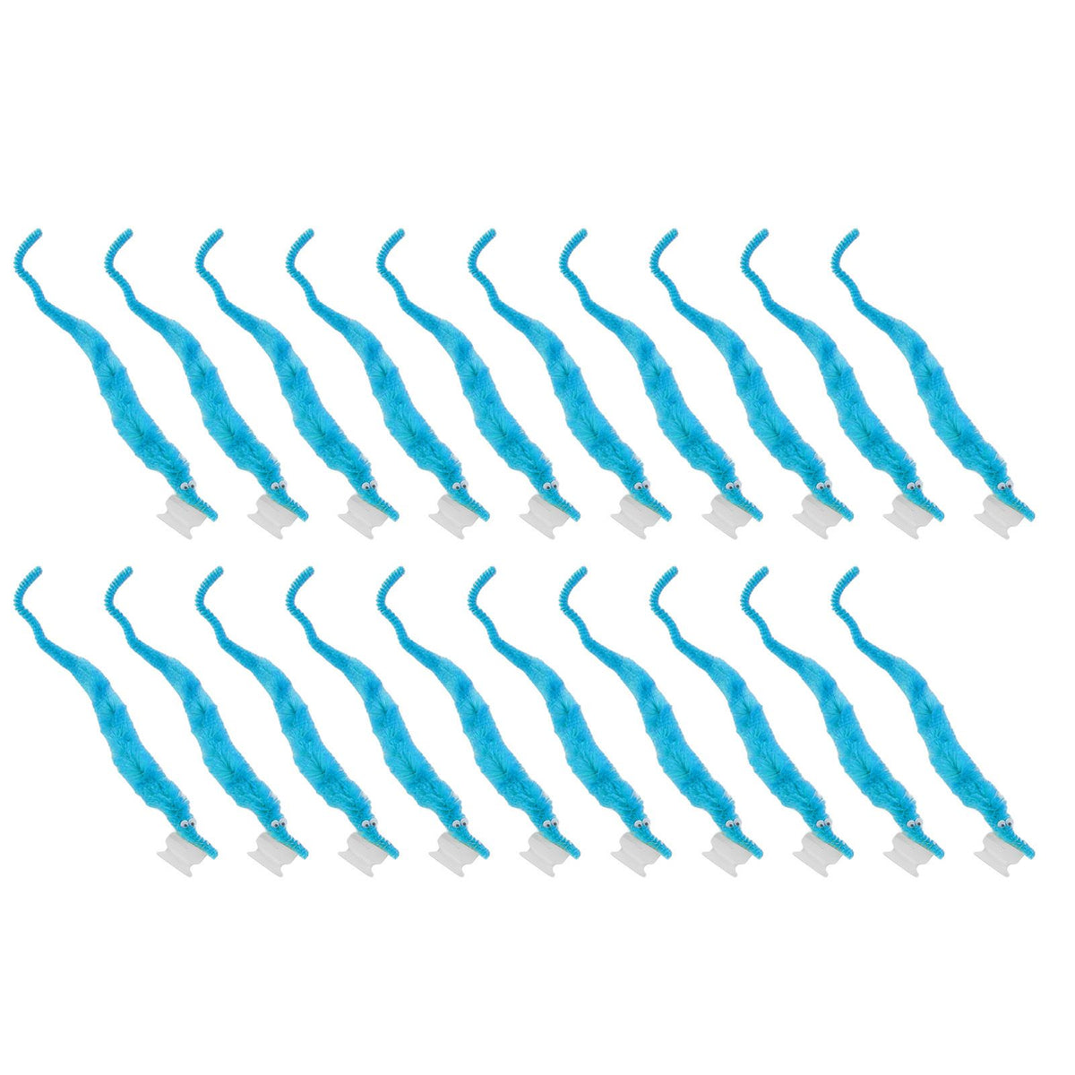 20 Pcs Furry Worm Soft Touch Plush Material Cute Style DIY Compact Portable Fuzzy Worms for Party Light Blue