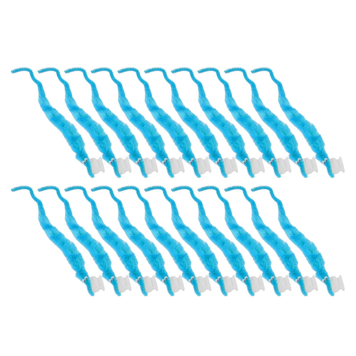 20 Pcs Furry Worm Soft Touch Plush Material Cute Style DIY Compact Portable Fuzzy Worms for Party Light Blue