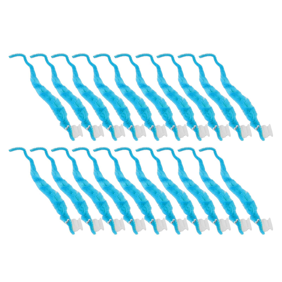 20 Pcs Furry Worm Soft Touch Plush Material Cute Style DIY Compact Portable Fuzzy Worms for Party Light Blue