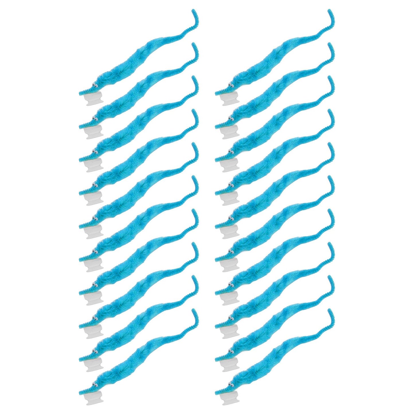 20 Pcs Furry Worm Soft Touch Plush Material Cute Style DIY Compact Portable Fuzzy Worms for Party Light Blue