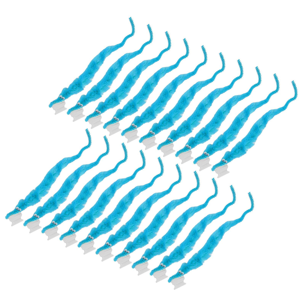 20 Pcs Furry Worm Soft Touch Plush Material Cute Style DIY Compact Portable Fuzzy Worms for Party Light Blue