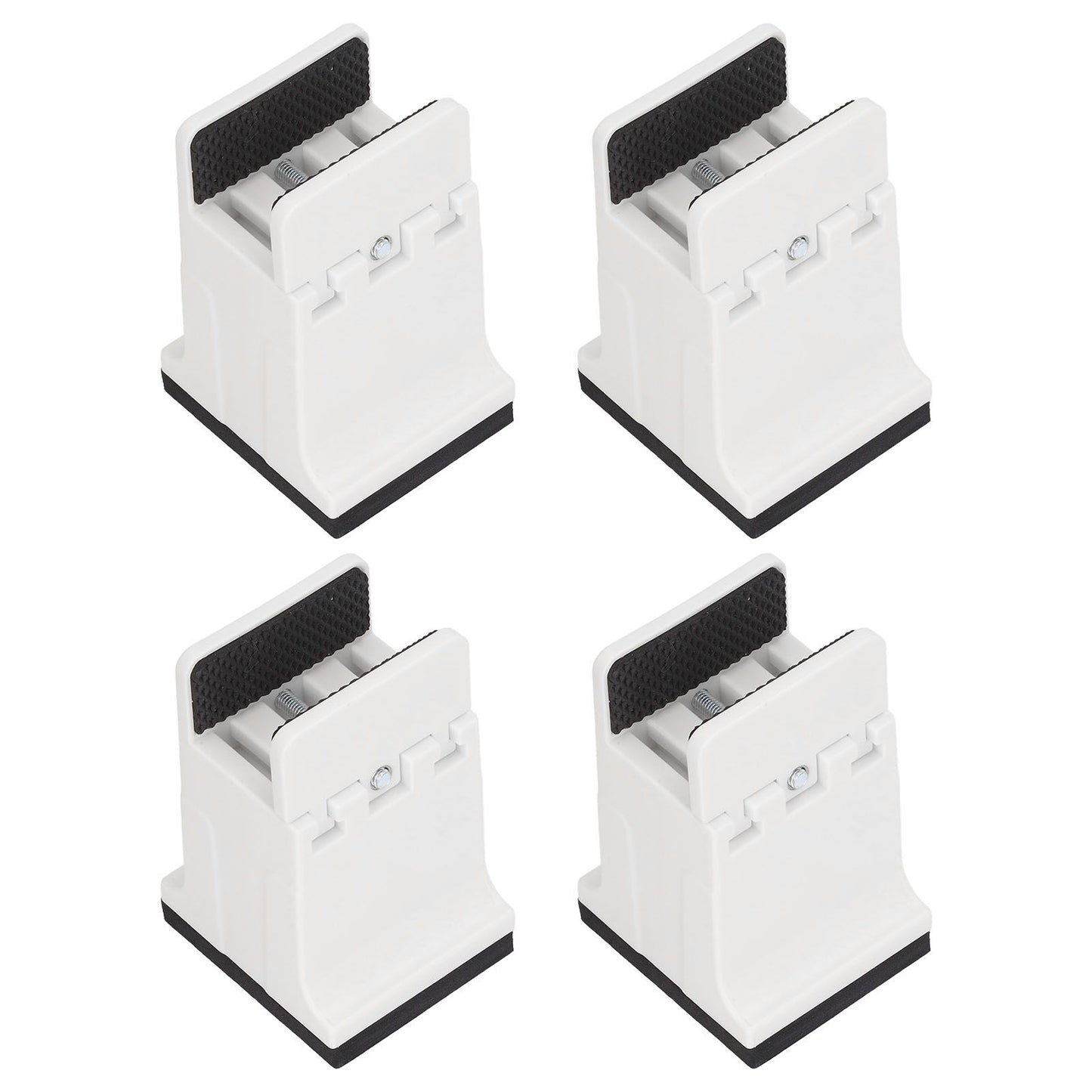 4pcs Adjustable Furniture Risers with Screw Clamp Rubber Bed Couch Risers for Heavy Duty Furniture White