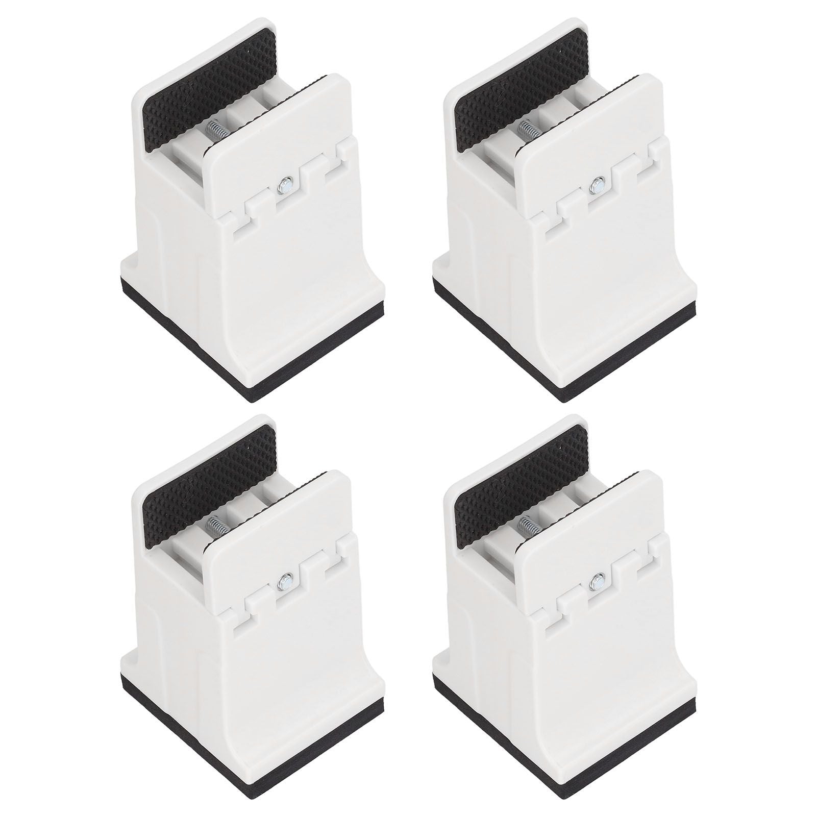 4pcs Adjustable Furniture Risers with Screw Clamp Rubber Bed Couch Risers for Heavy Duty Furniture White