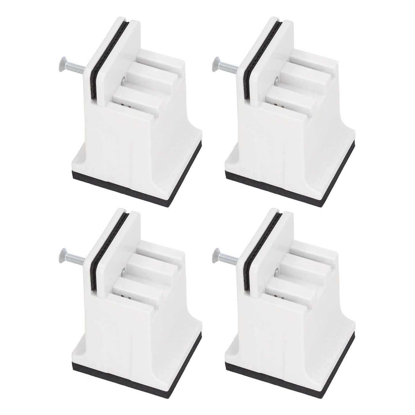 4pcs Adjustable Furniture Risers with Screw Clamp Rubber Bed Couch Risers for Heavy Duty Furniture White