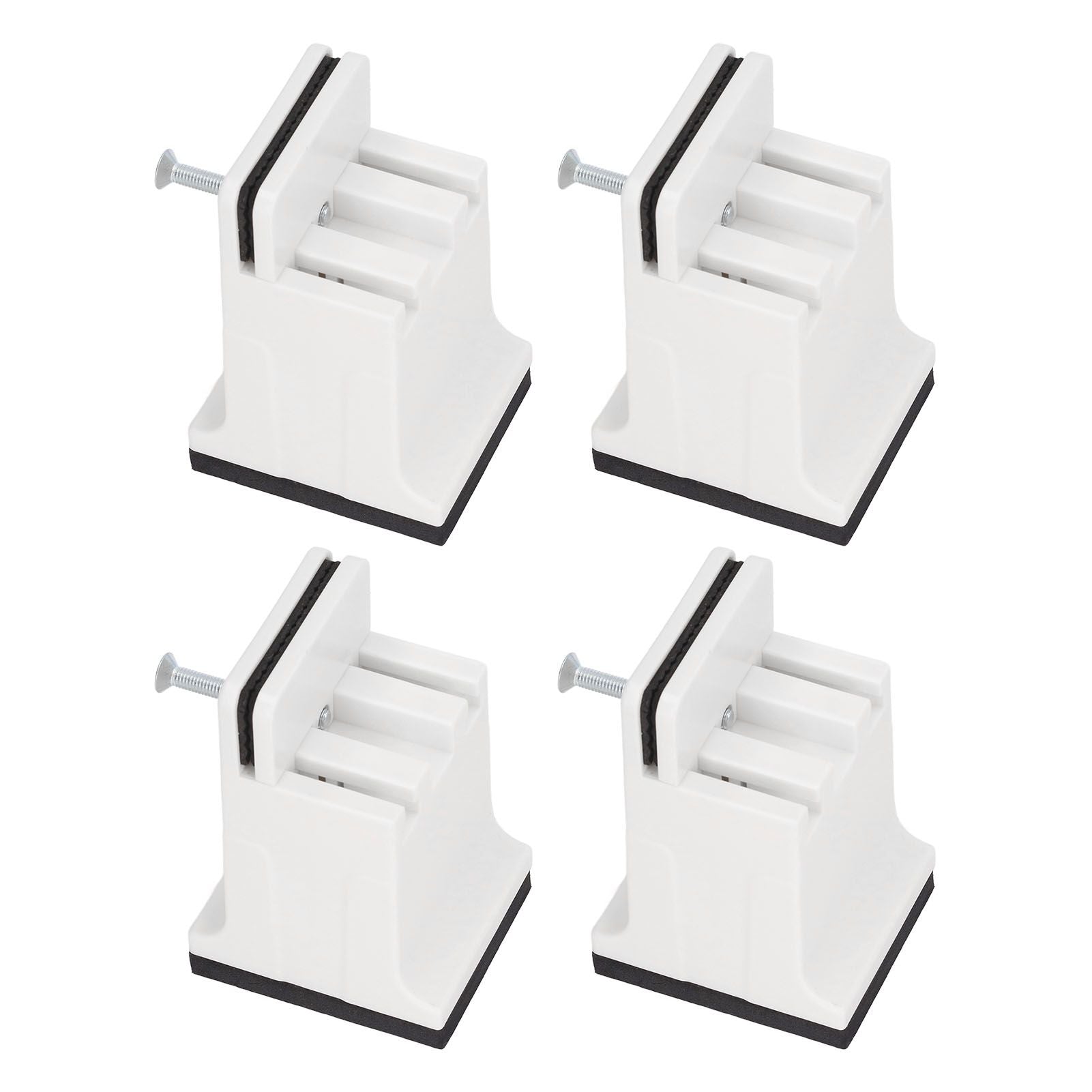 4pcs Adjustable Furniture Risers with Screw Clamp Rubber Bed Couch Risers for Heavy Duty Furniture White