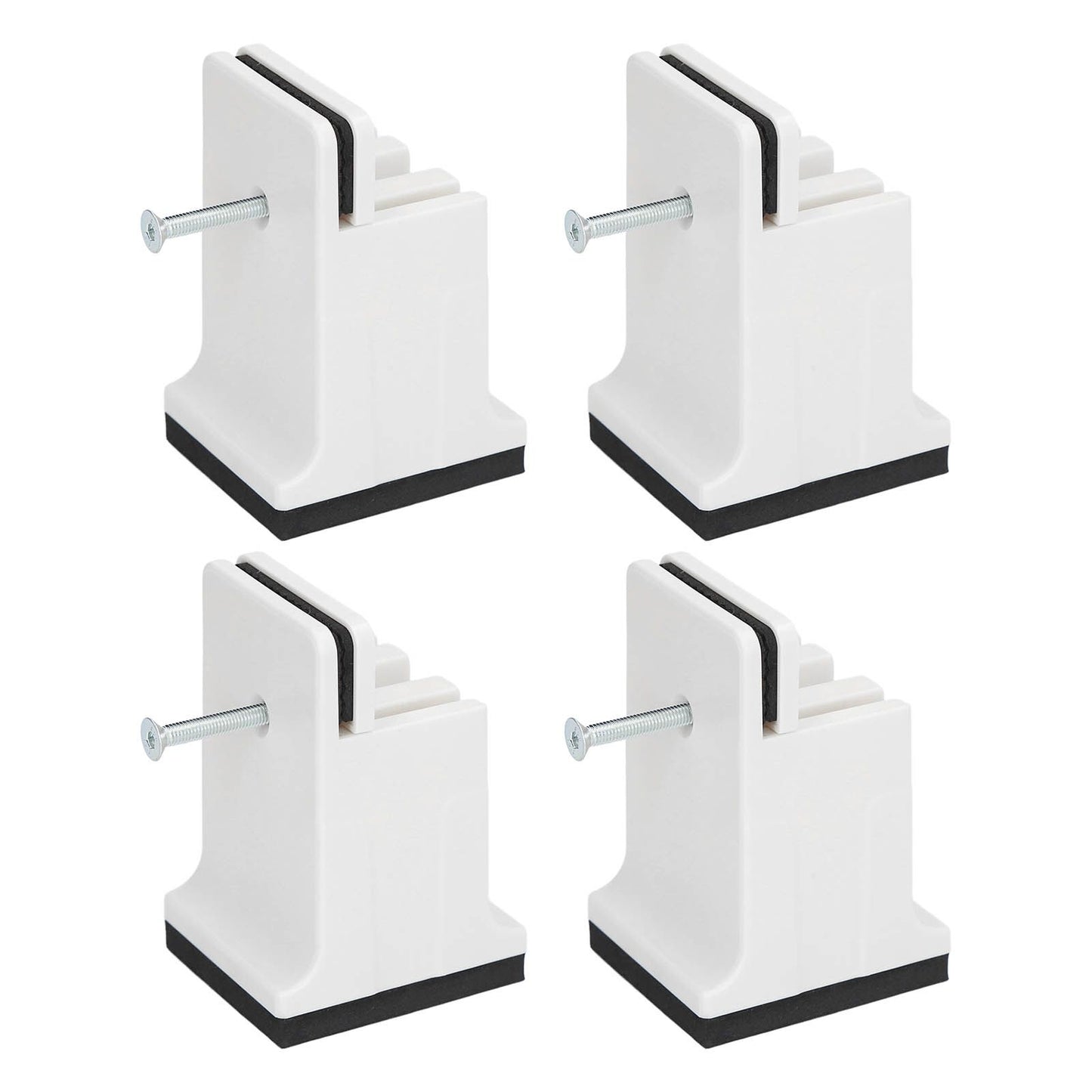 4pcs Adjustable Furniture Risers with Screw Clamp Rubber Bed Couch Risers for Heavy Duty Furniture White