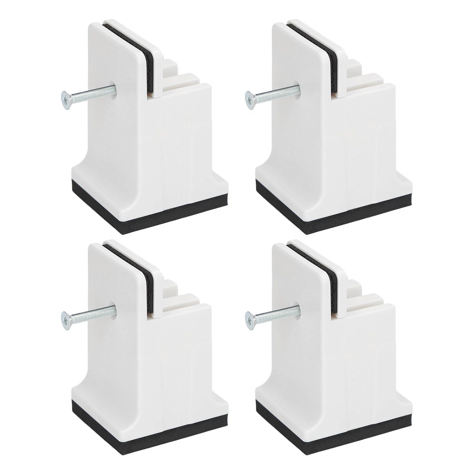 4pcs Adjustable Furniture Risers with Screw Clamp Rubber Bed Couch Risers for Heavy Duty Furniture White