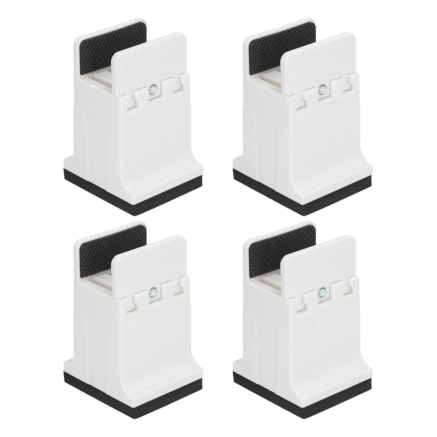 4pcs Adjustable Furniture Risers with Screw Clamp Rubber Bed Couch Risers for Heavy Duty Furniture White