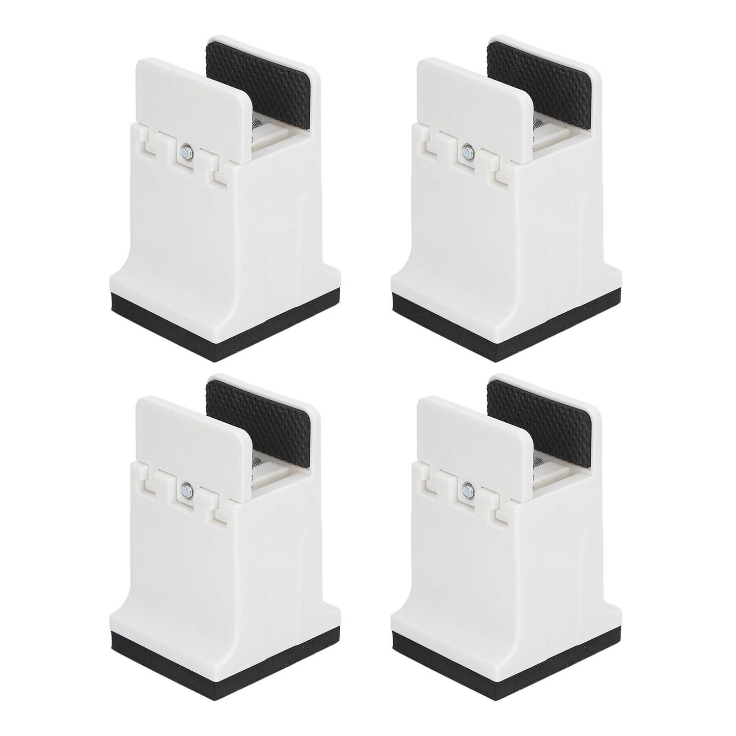 4pcs Adjustable Furniture Risers with Screw Clamp Rubber Bed Couch Risers for Heavy Duty Furniture White