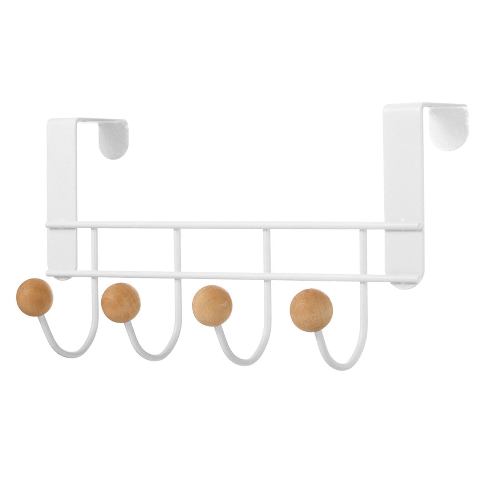 Back Door Hooks Chinese Cherry Iron Punch Free Horizontal White Door Towel Hanger Rack for Home Hats Storage 4 Hooks