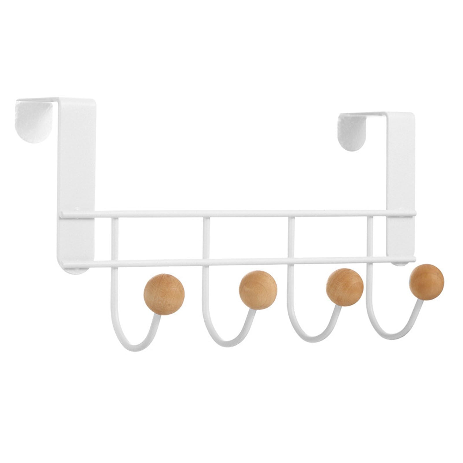 Back Door Hooks Chinese Cherry Iron Punch Free Horizontal White Door Towel Hanger Rack for Home Hats Storage 4 Hooks