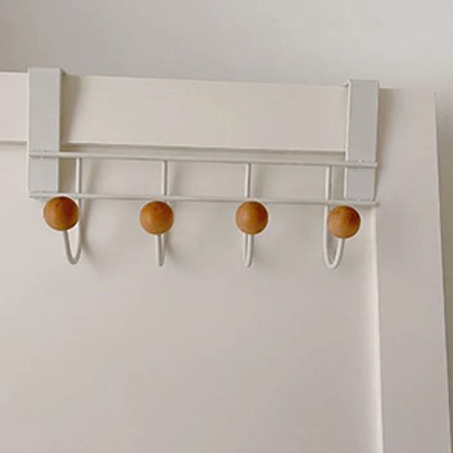 Back Door Hooks Chinese Cherry Iron Punch Free Horizontal White Door Towel Hanger Rack for Home Hats Storage 4 Hooks