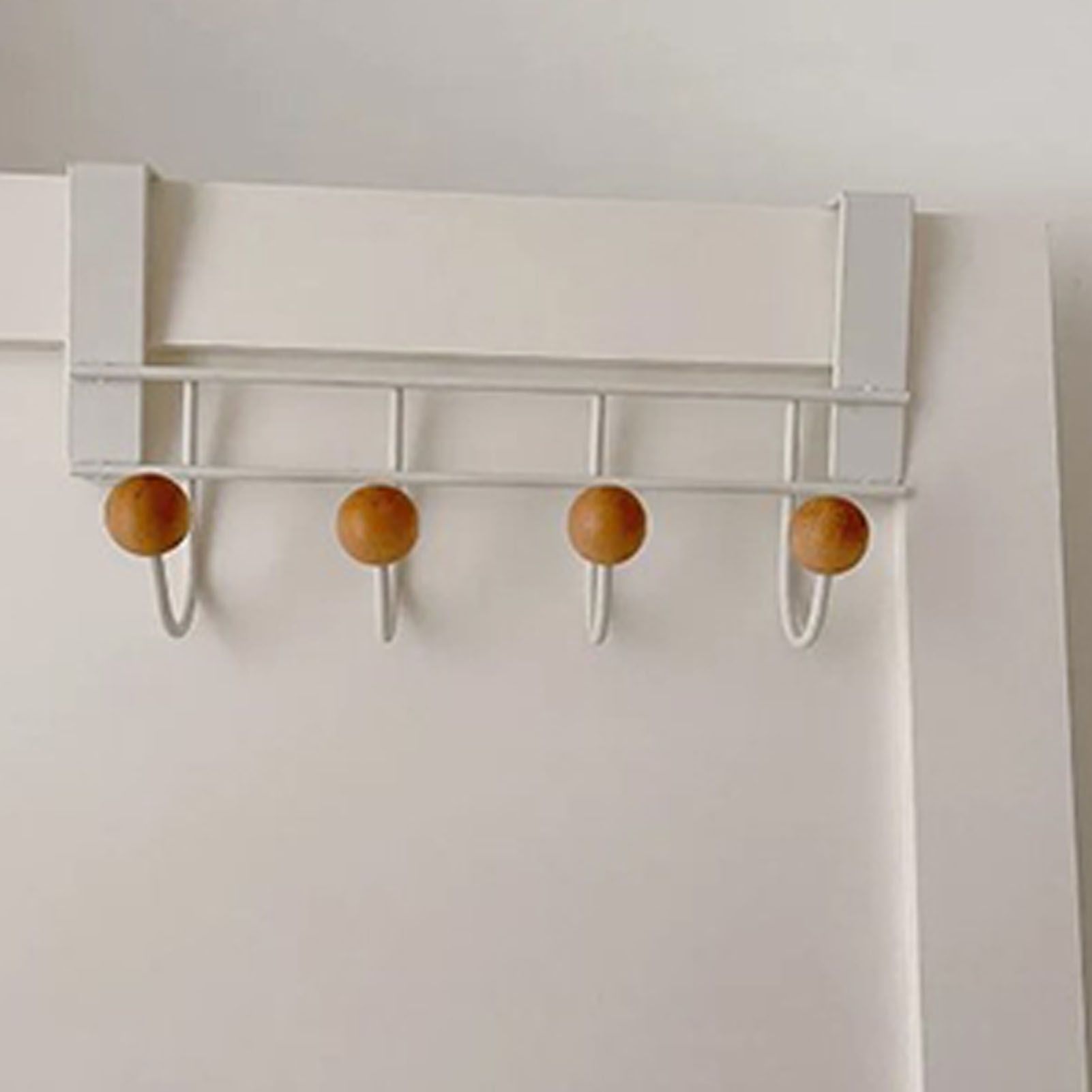 Back Door Hooks Chinese Cherry Iron Punch Free Horizontal White Door Towel Hanger Rack for Home Hats Storage 4 Hooks