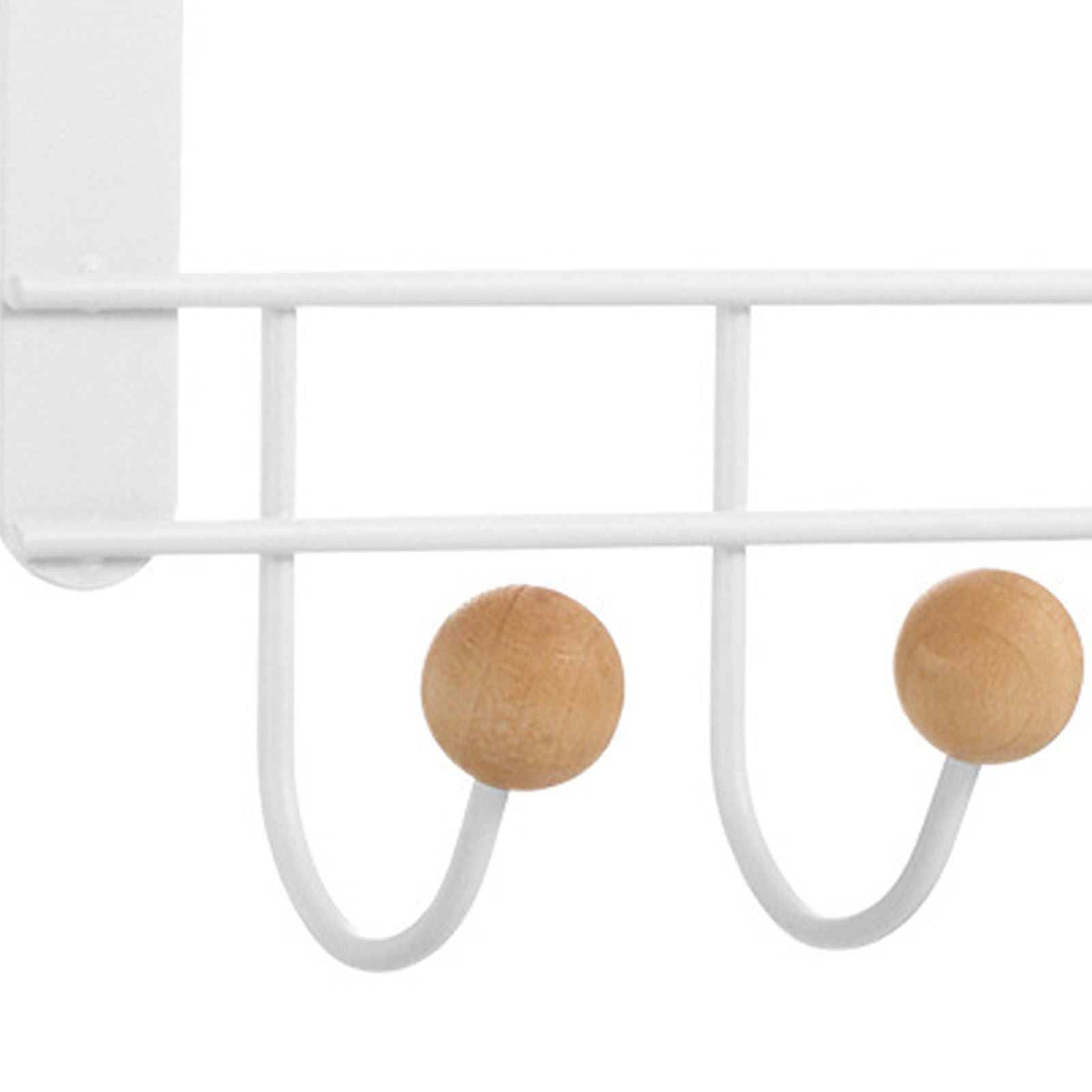 Back Door Hooks Chinese Cherry Iron Punch Free Horizontal White Door Towel Hanger Rack for Home Hats Storage 4 Hooks